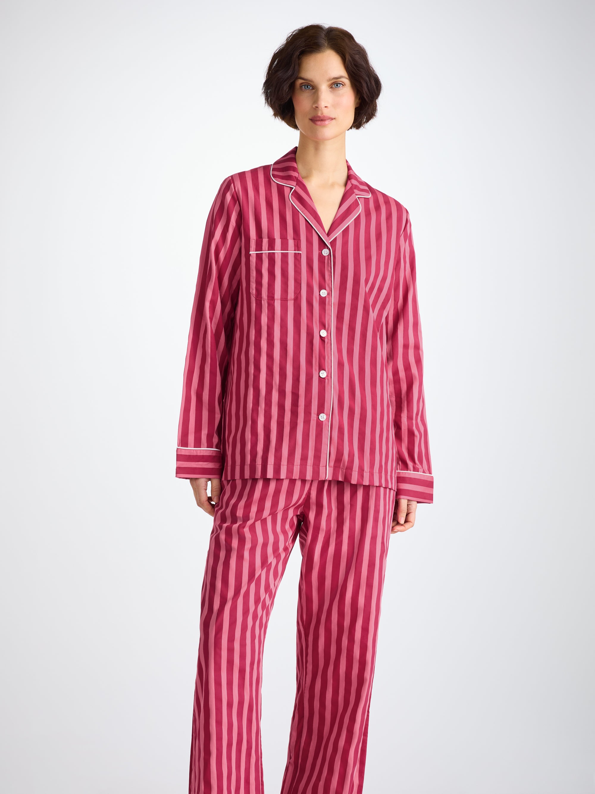 BEKOFO Women's 2-Piece Pajama Set - V-Neck T-Shirt & Capri Pants, Soft Pjs In Hot Pink (Size Small)