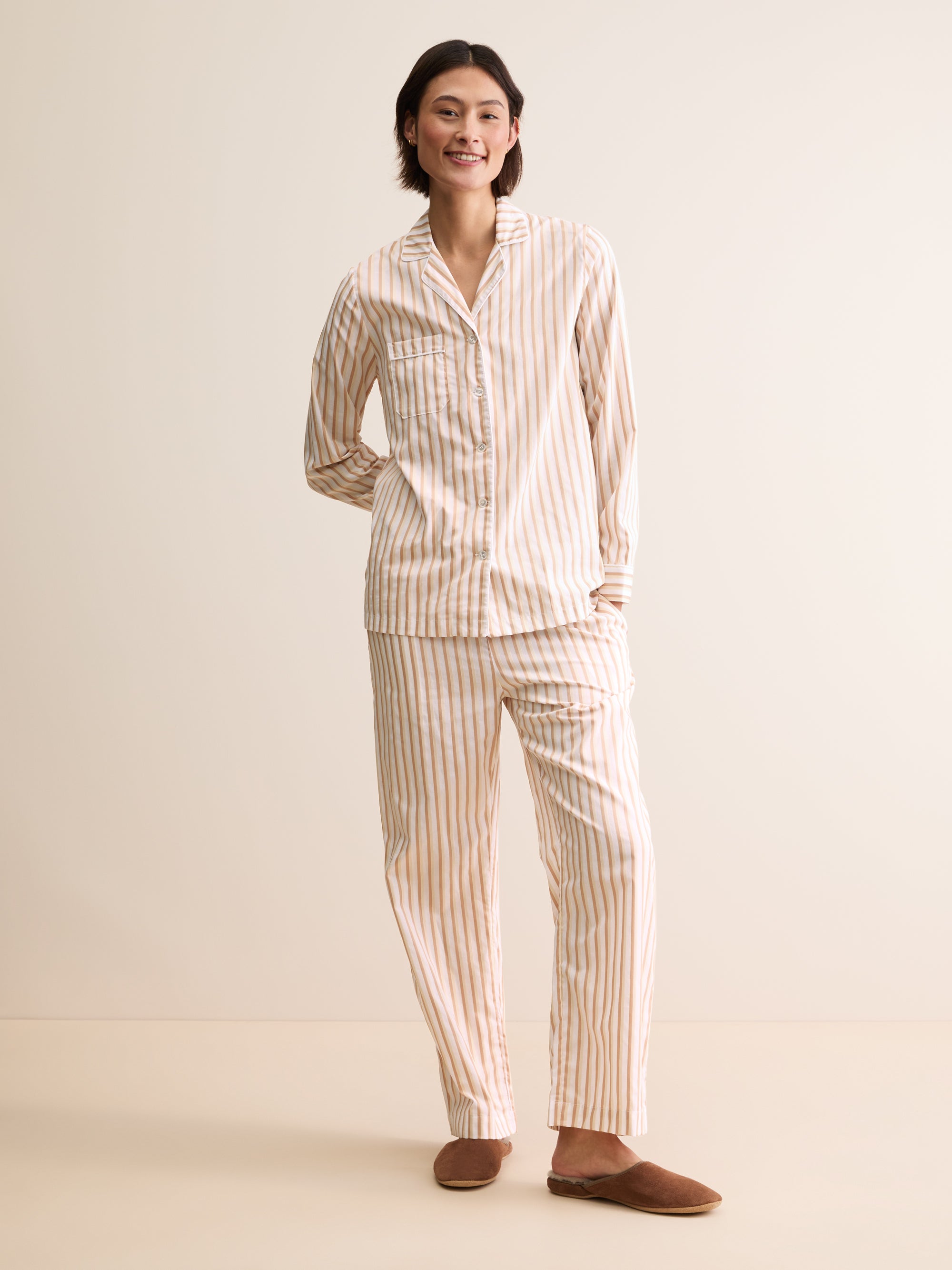 Women's Pyjamas Capri Cotton Batiste Fawn Stripe