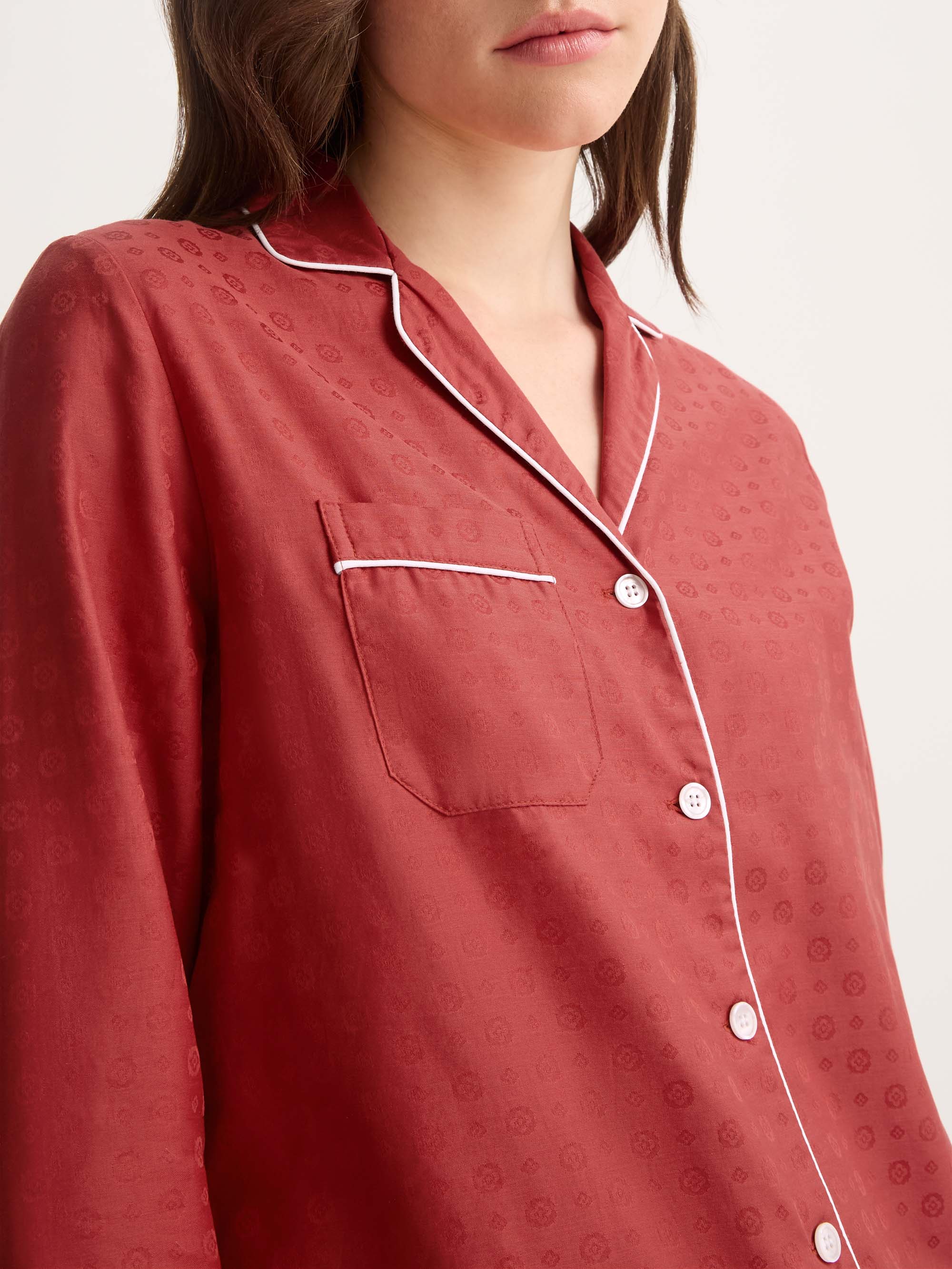 Women's Pyjamas Cotton Jacquard Red Rose Motif