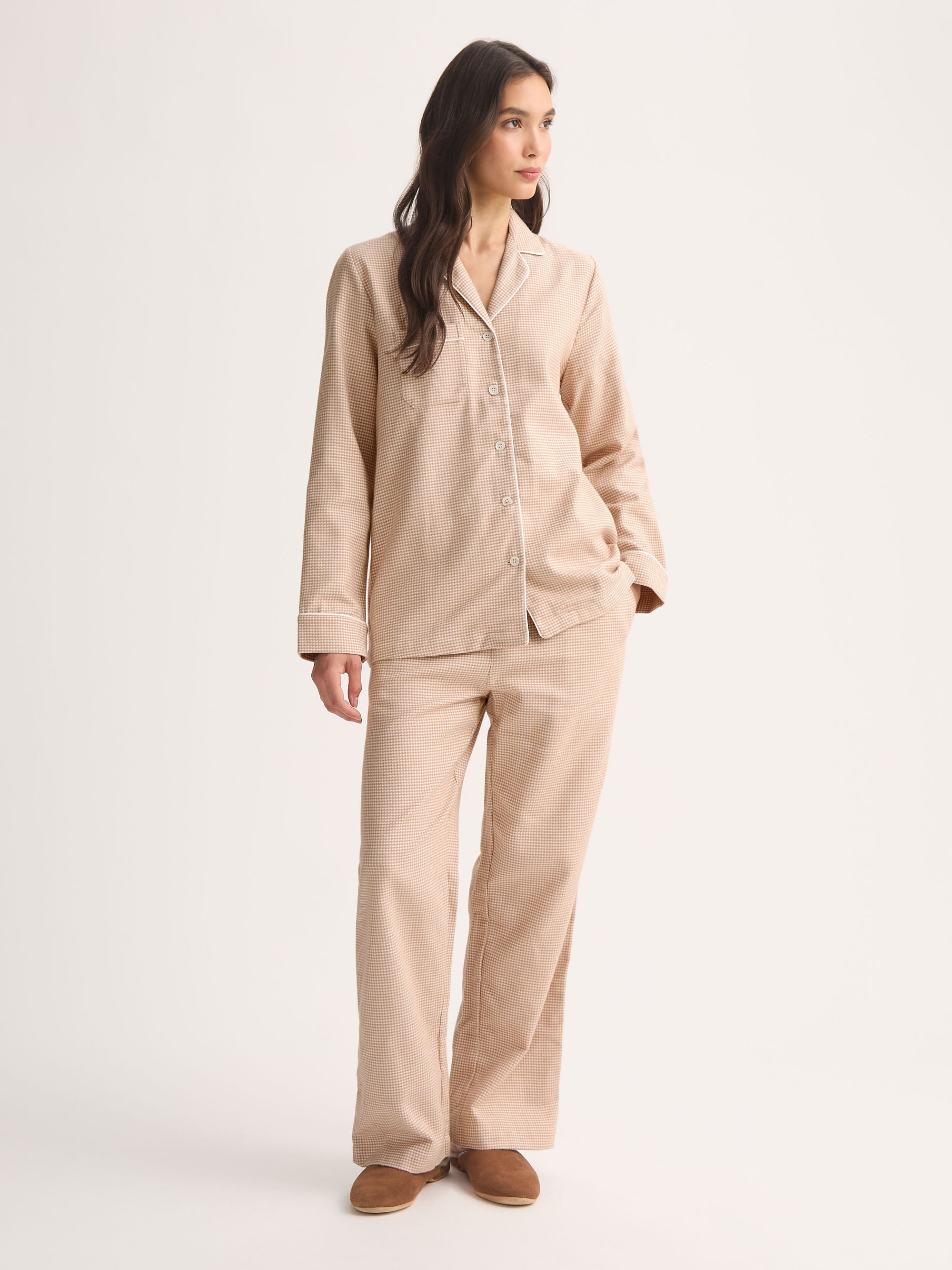 Women's Pajamas Kelburn Brushed Cotton Blush Houndstooth