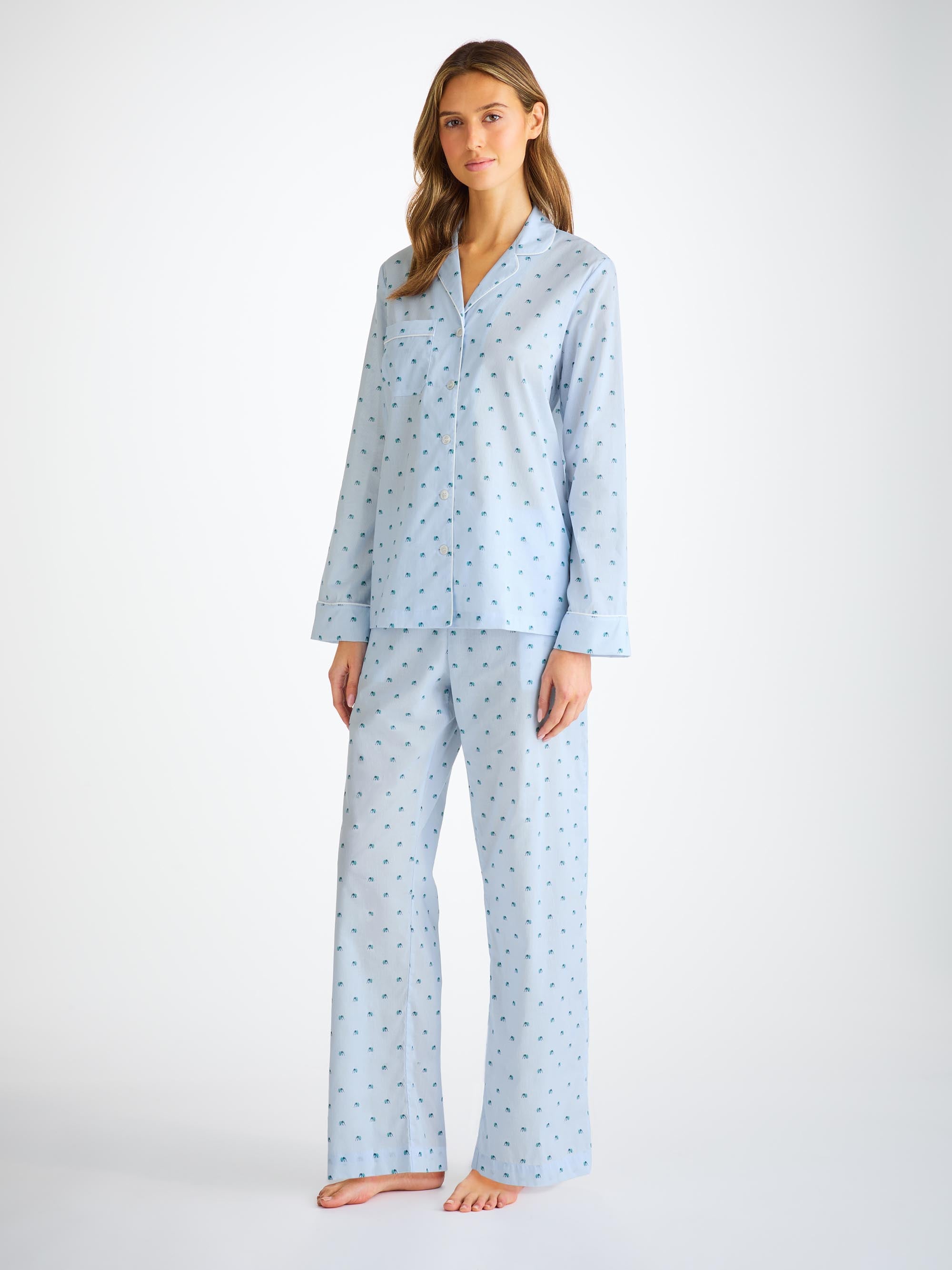 Women's Pyjamas Cotton Batiste Blue Elephant Print