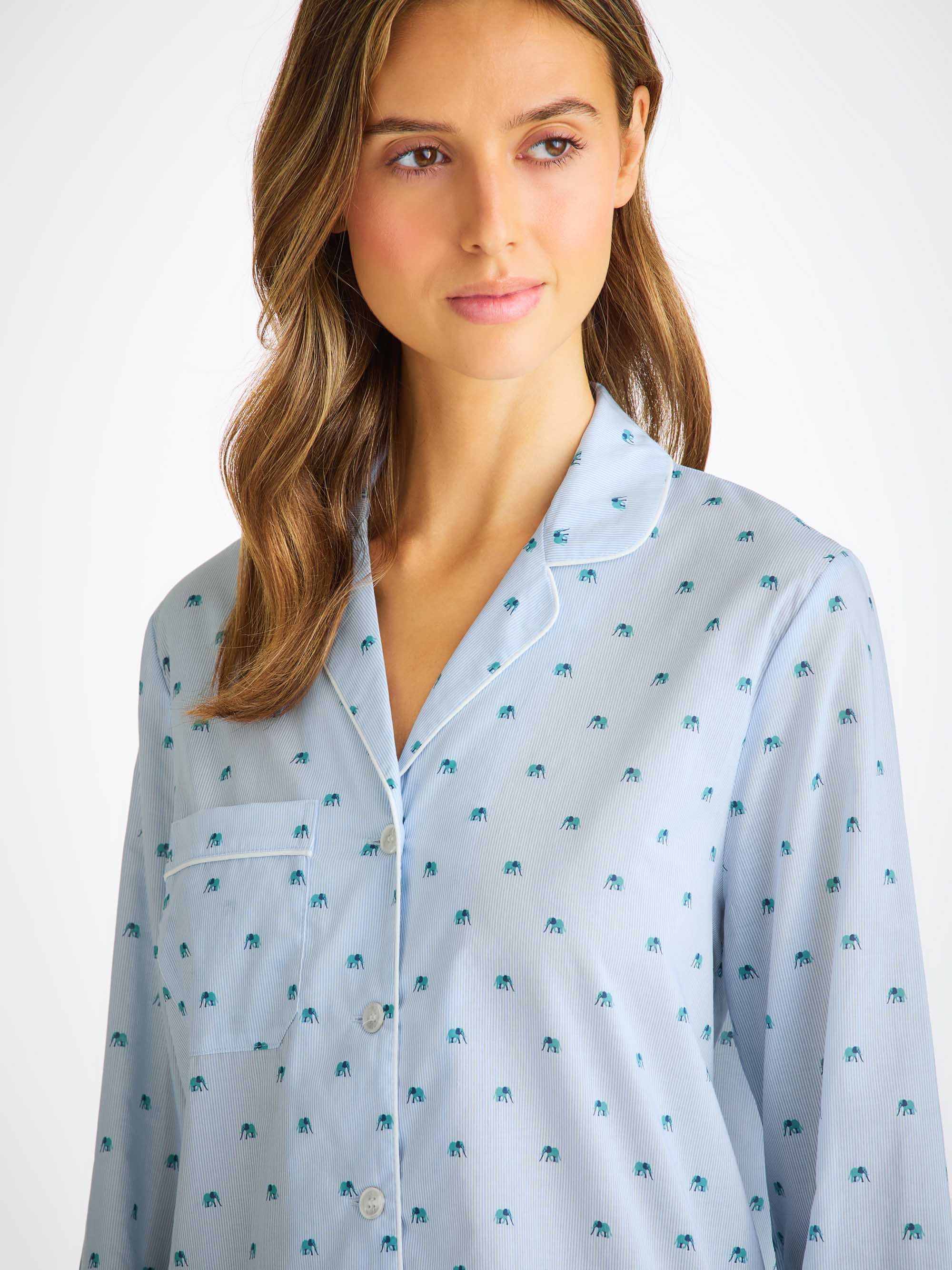 Women's Pyjamas Cotton Batiste Blue Elephant Print