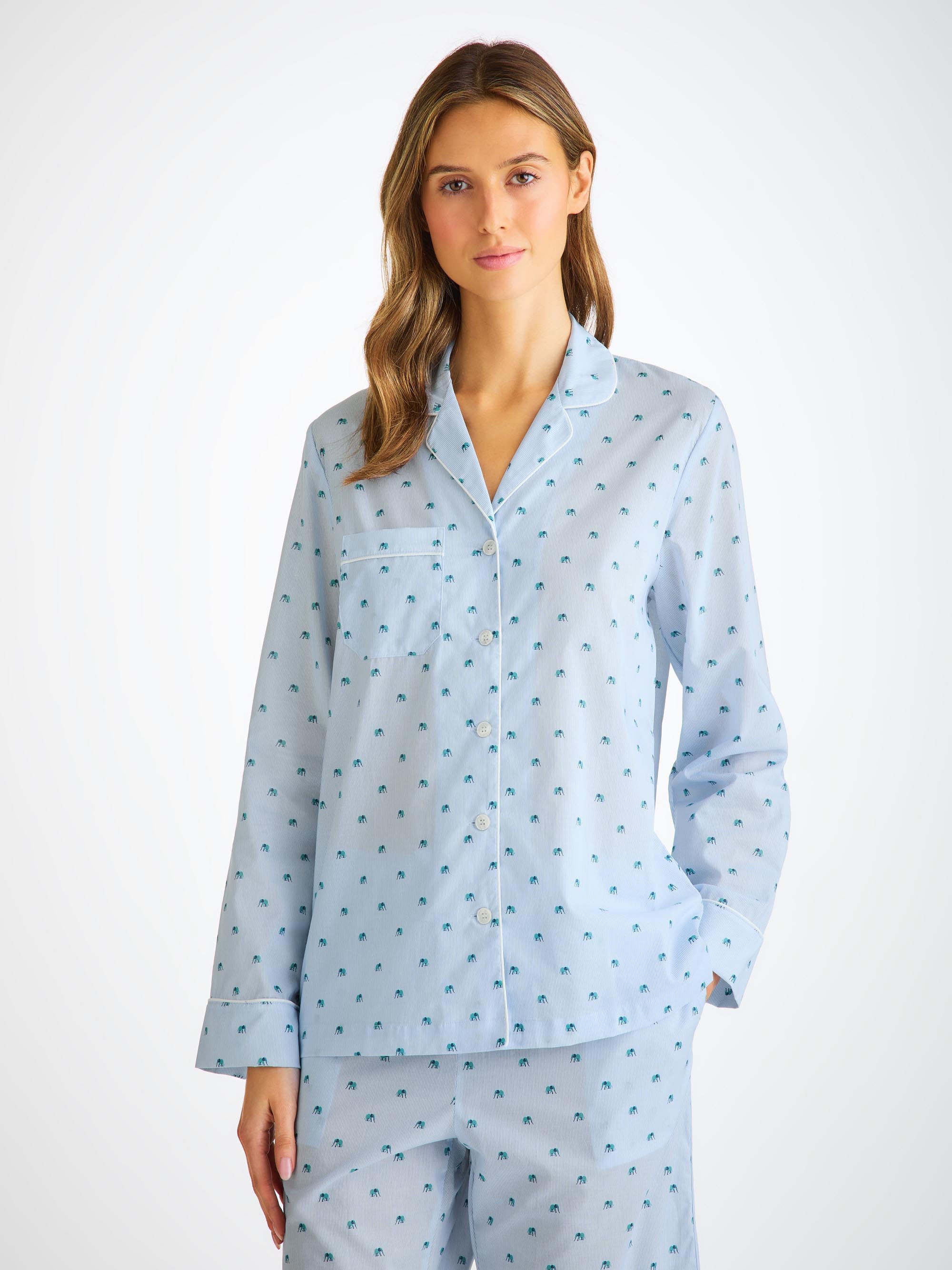Women's Pyjamas Cotton Batiste Blue Elephant Print