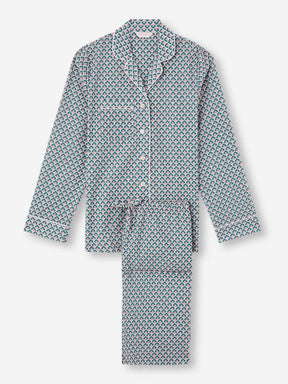 Women's Pajamas Cotton Batiste Jungle Green Scalloped Leaf Print
