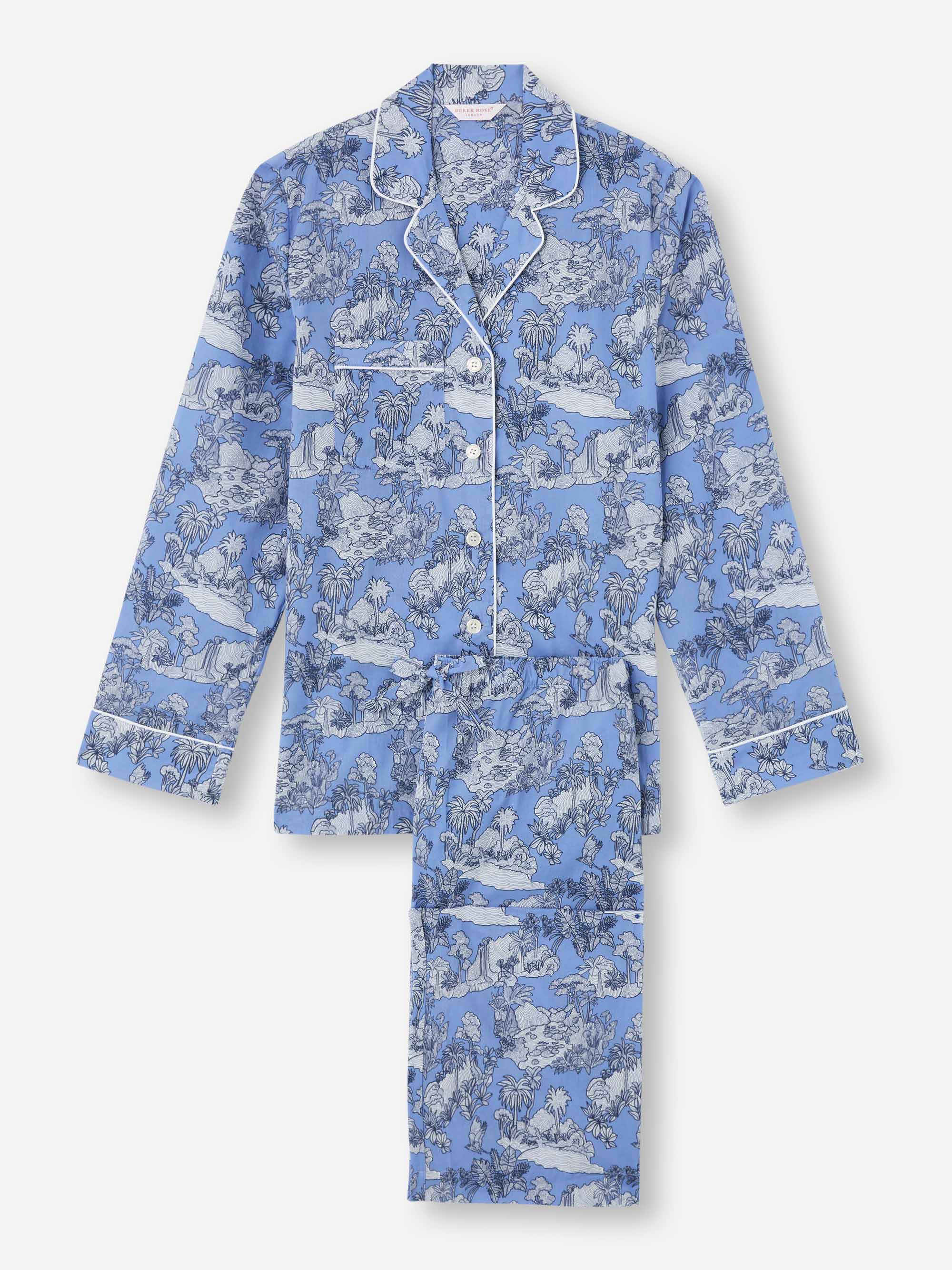 Women's Pyjamas Cotton Batiste Blue Island Hopping Print