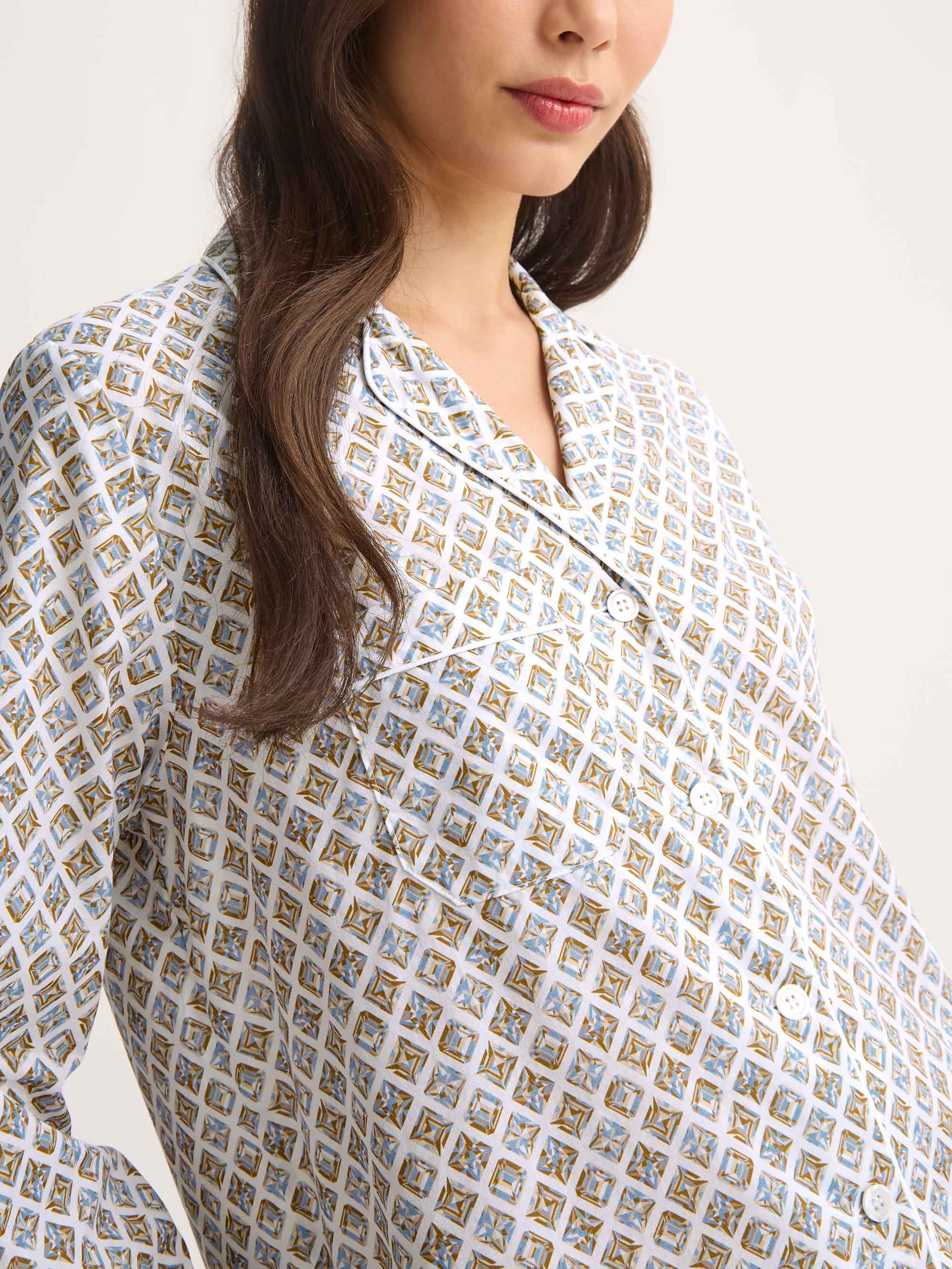 Women's Pajamas Cotton Batiste Neutral White Diamond Print