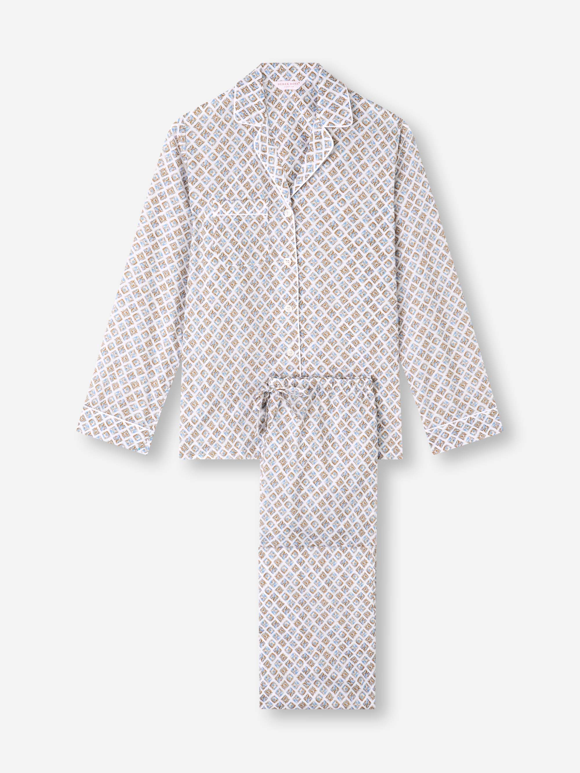 Women's Pajamas Cotton Batiste Neutral White Diamond Print