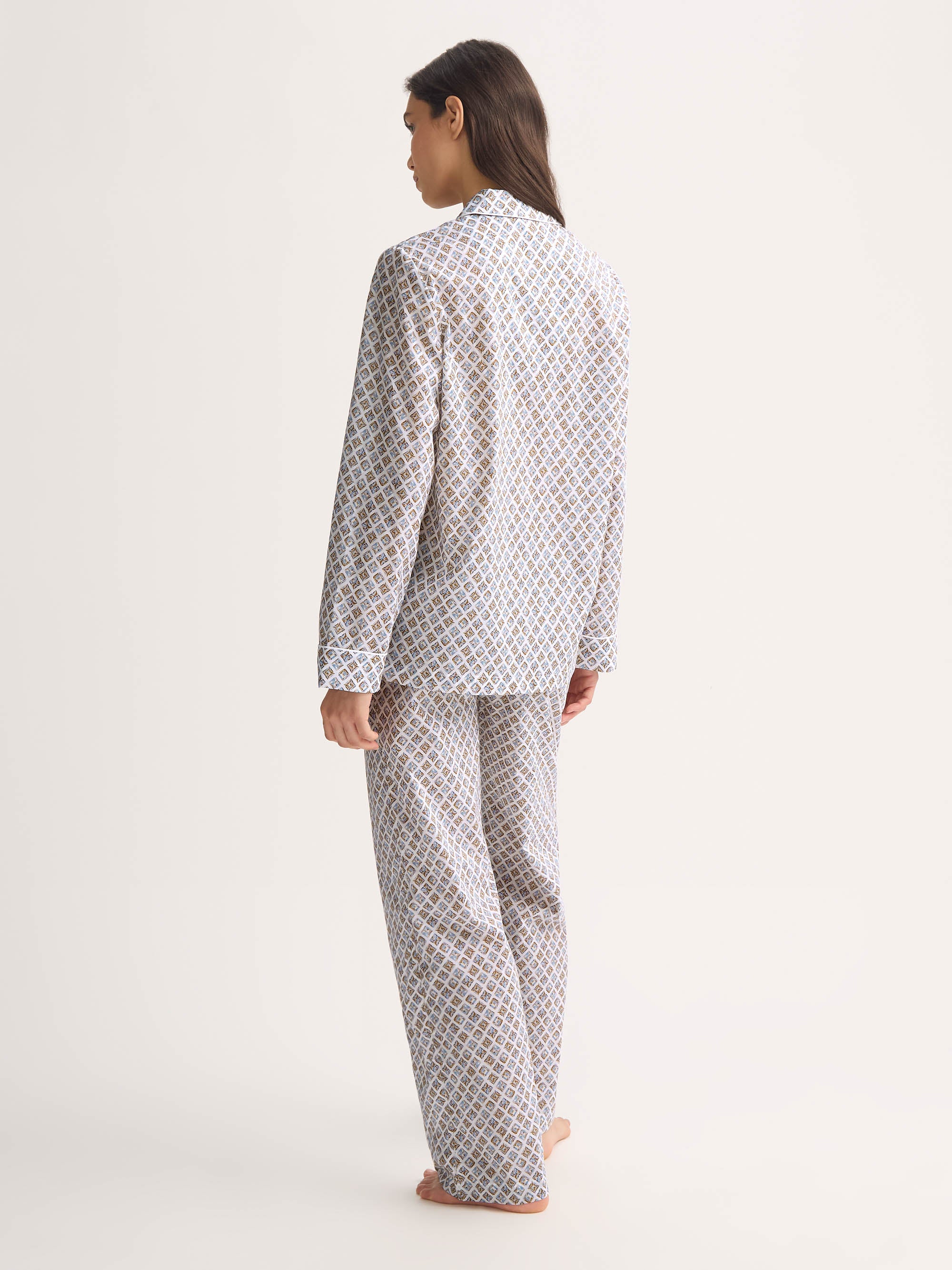 Women's Pajamas Cotton Batiste Neutral White Diamond Print