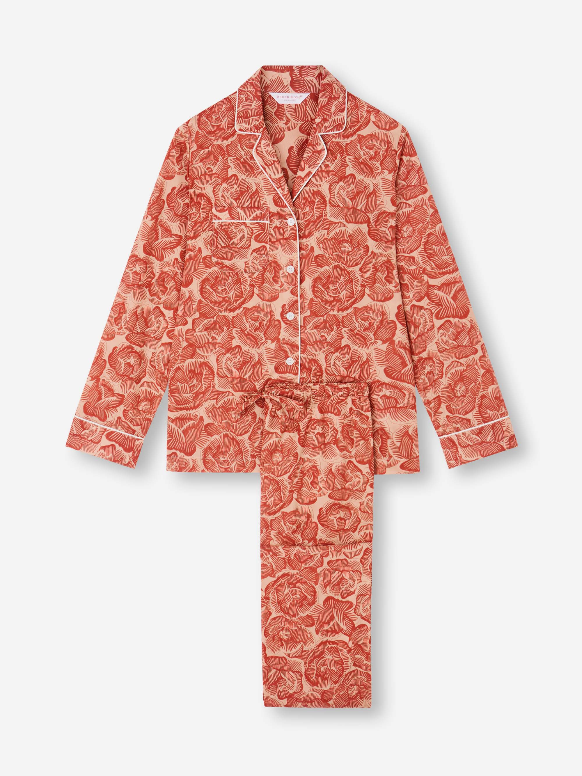 Women's Pajamas Cotton Batiste Rustic Red Rose Print