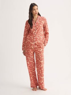 Women's Pyjamas Cotton Batiste Rustic Red Rose Print
