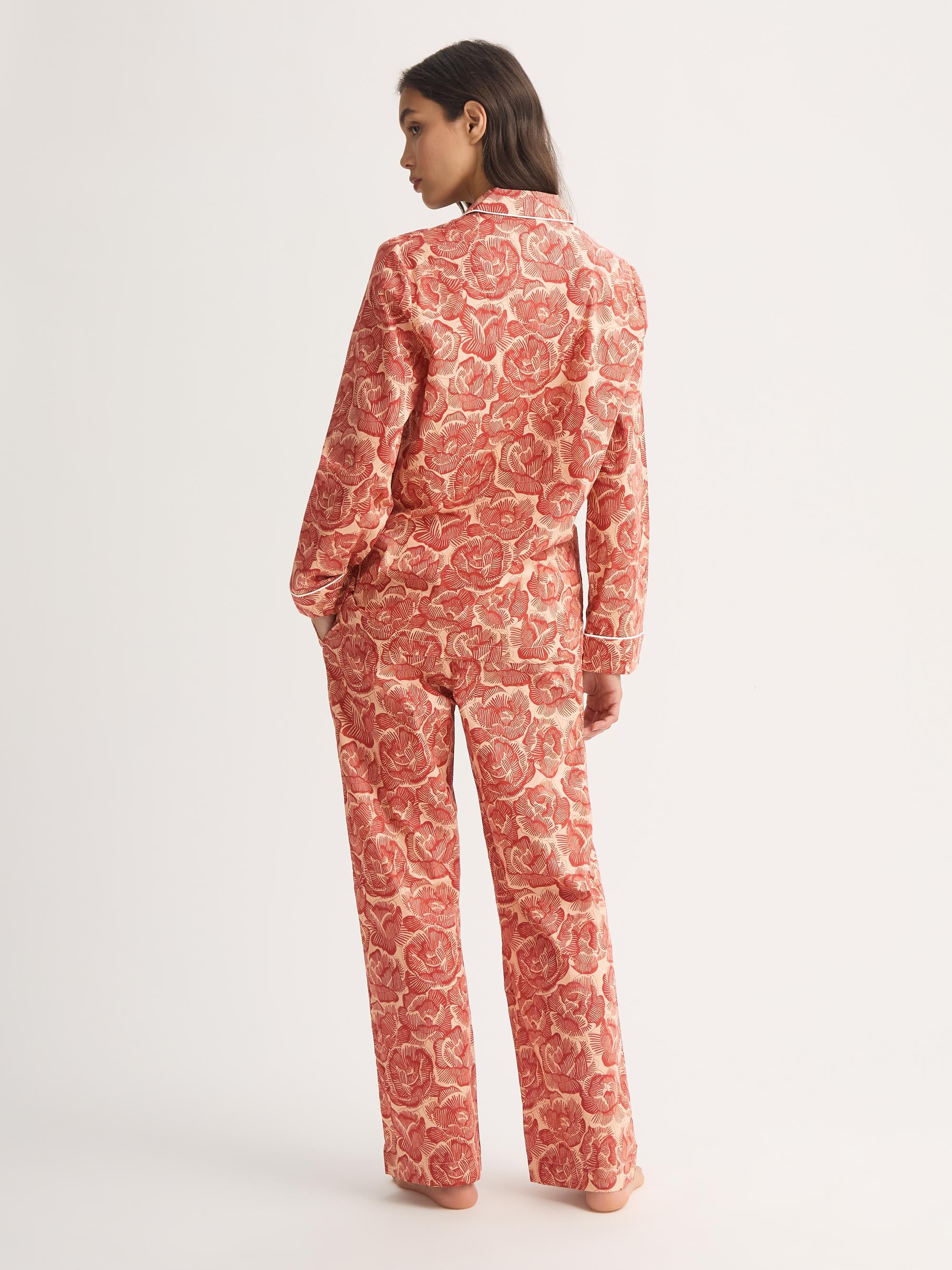 Women's Pajamas Cotton Batiste Rustic Red Rose Print