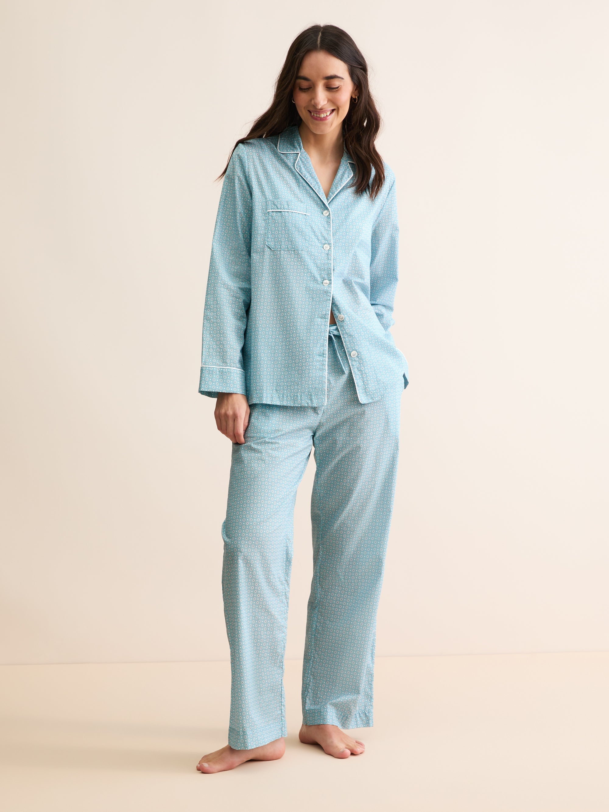 Women's Pyjamas London Geo Cross Aqua Blue