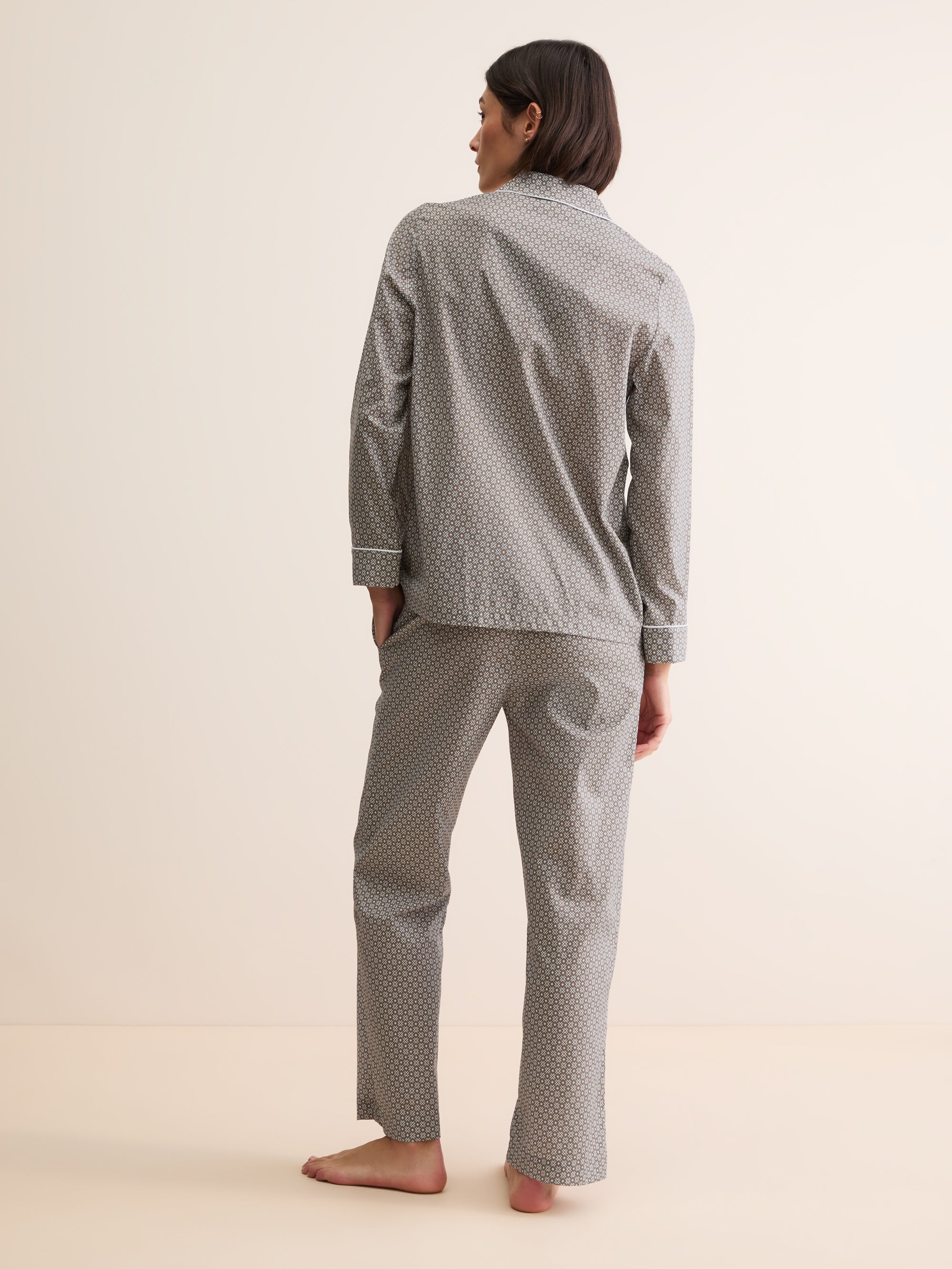 Women's Pyjamas London Transport Cotton Batiste Taupe Cross