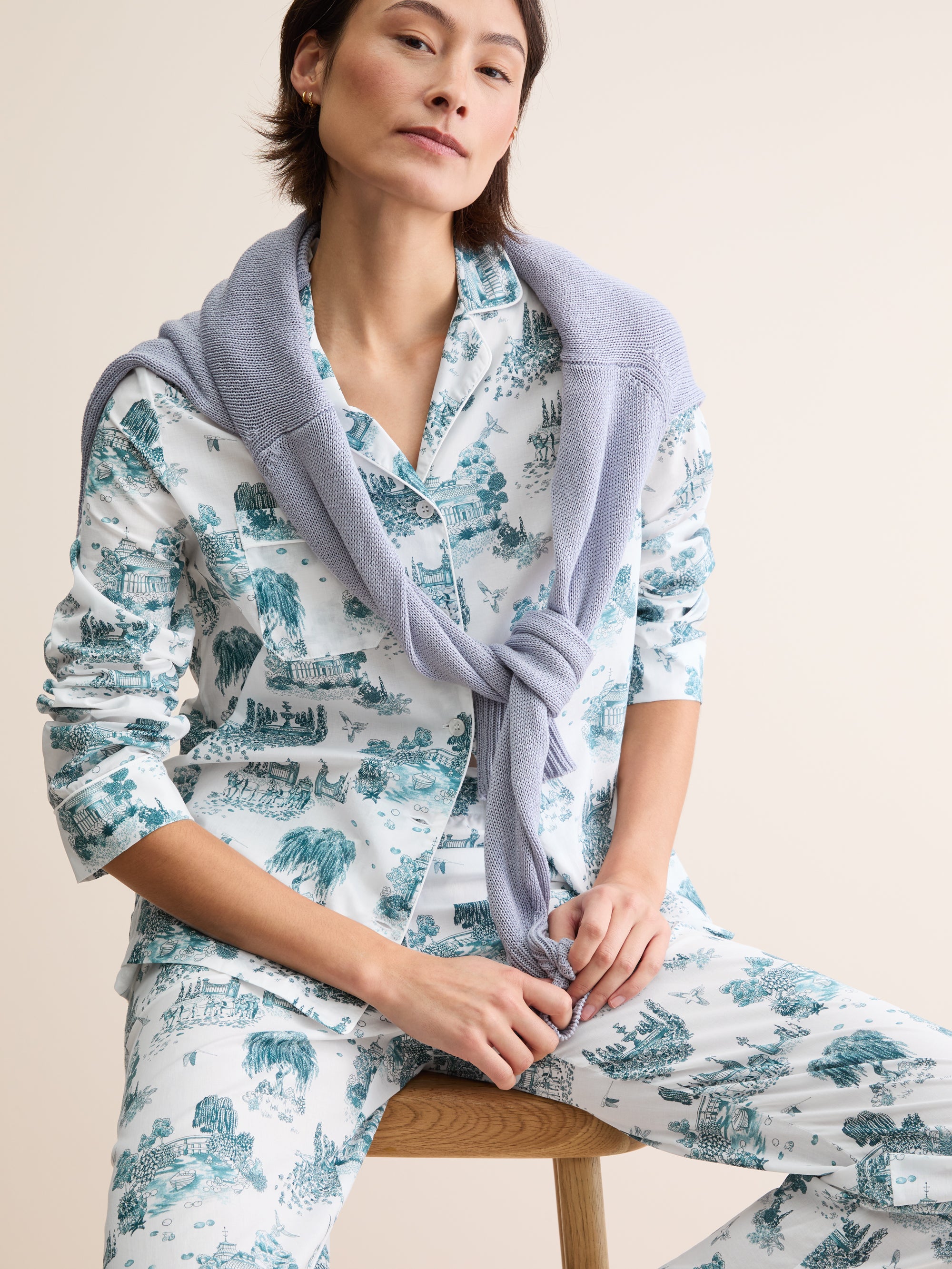 Women's Pajamas London Toile White