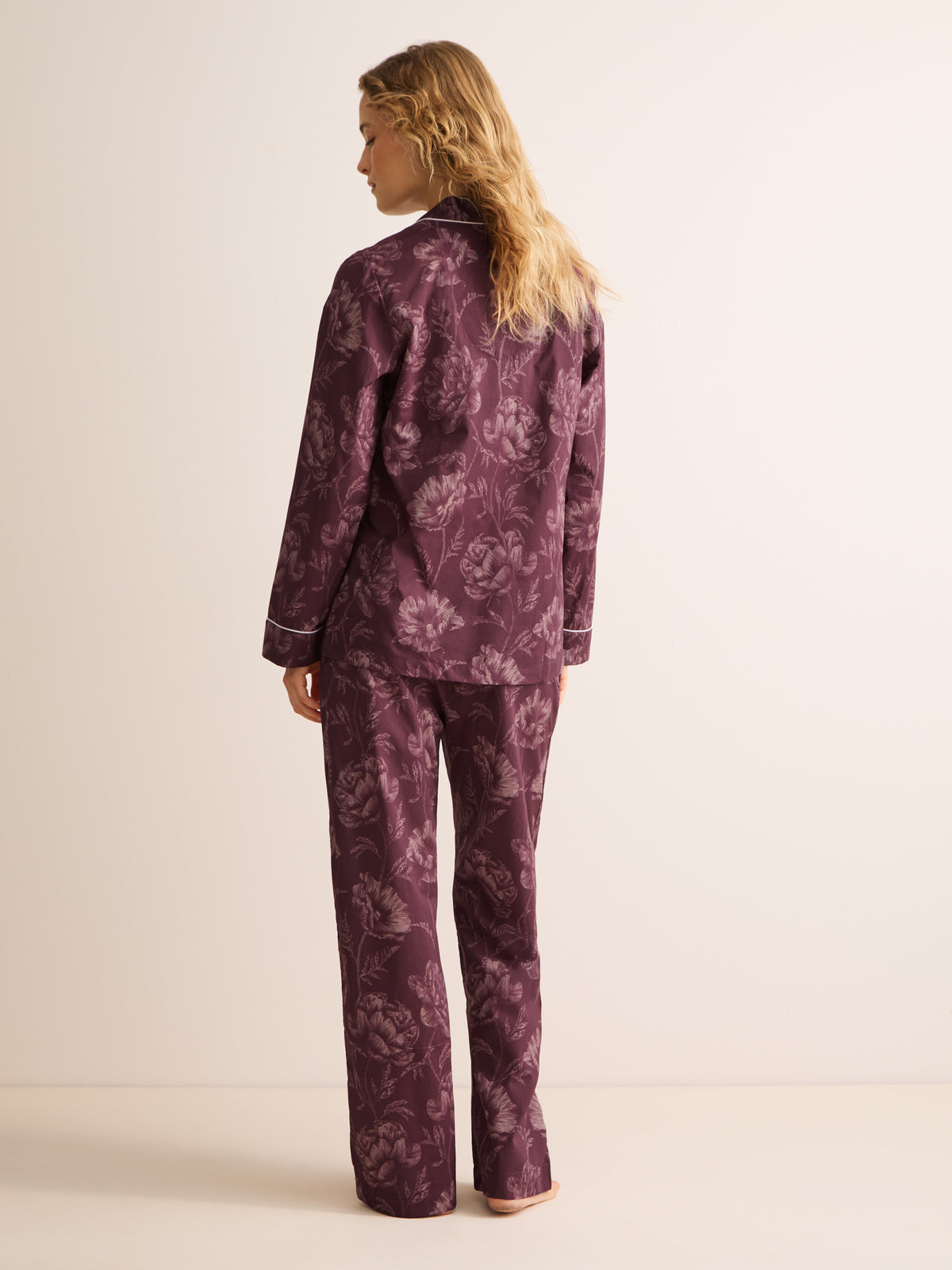 Ledbury Cotton Batiste Pajamas Mauve Wine Poppy