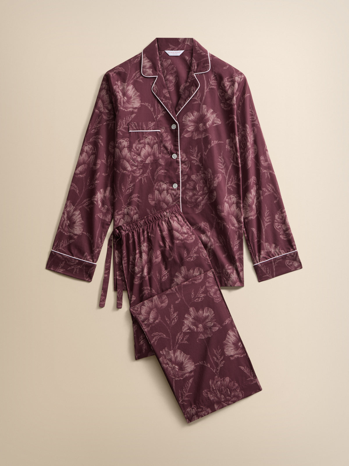 Ledbury Cotton Batiste Pajamas Mauve Wine Poppy