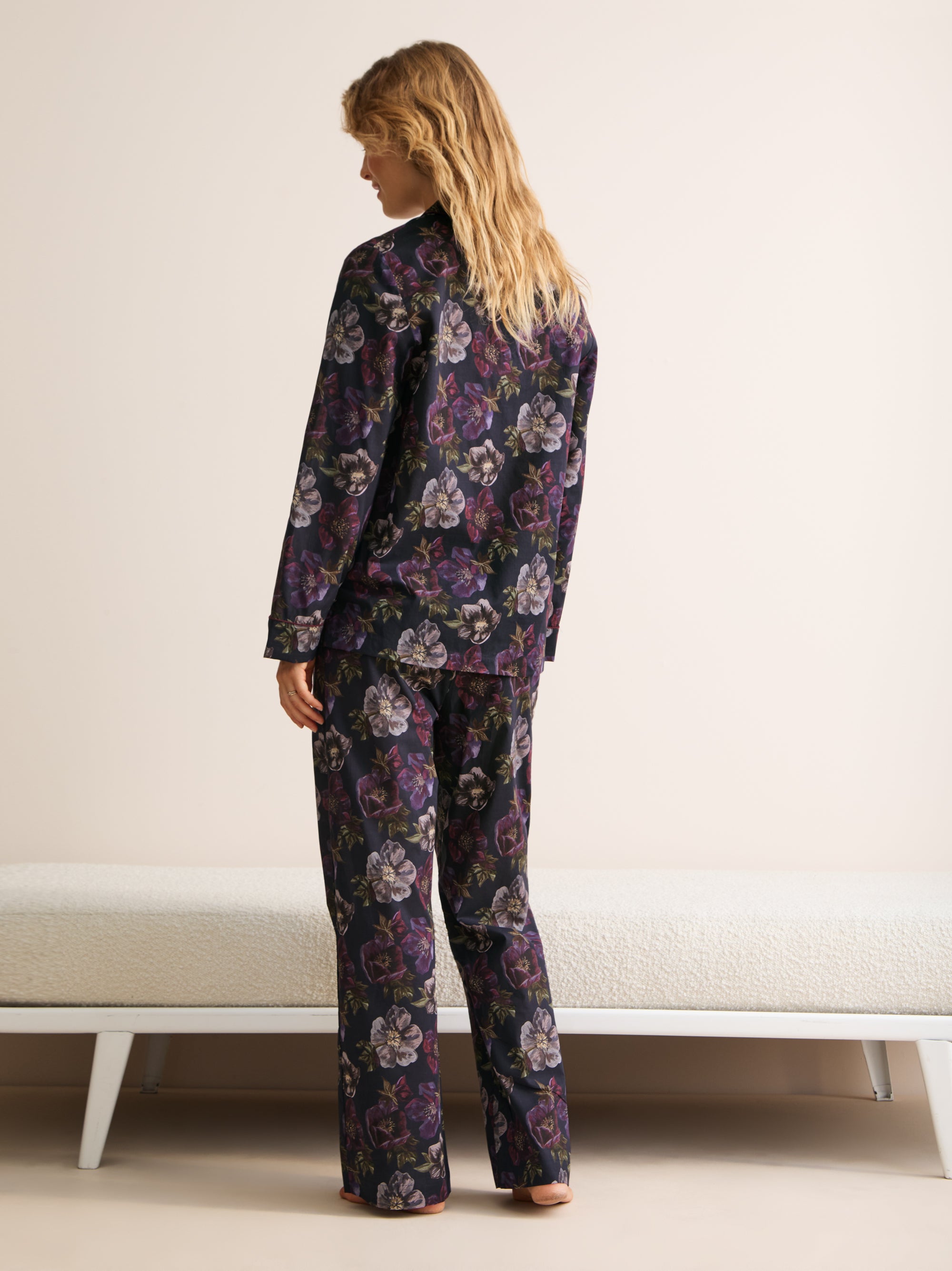 Ledbury Cotton Batiste Pajamas Midnight Blue Floral