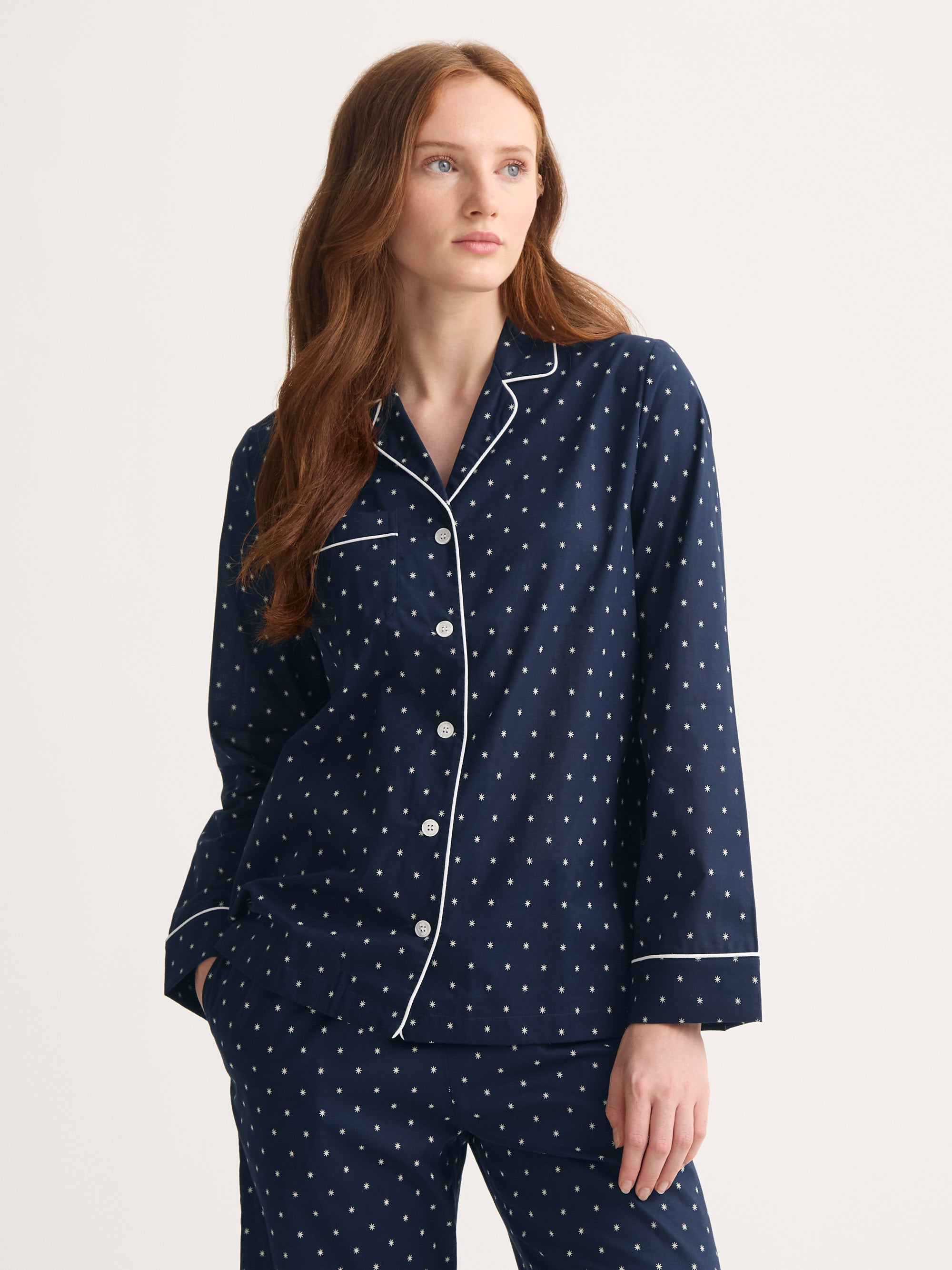 Women's Pajamas Cotton Batiste Navy Blue Starburst Print