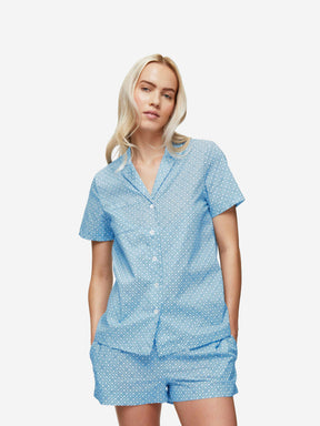 Women's Short Pyjamas Ledbury 56 Cotton Batiste Blue