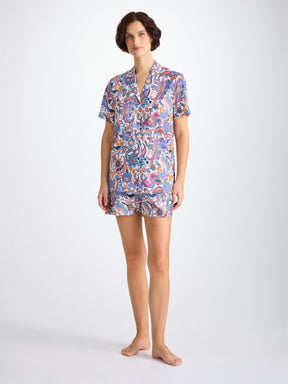 Women's Short Pajamas Cotton Batiste Multi Jungle Paisley Print