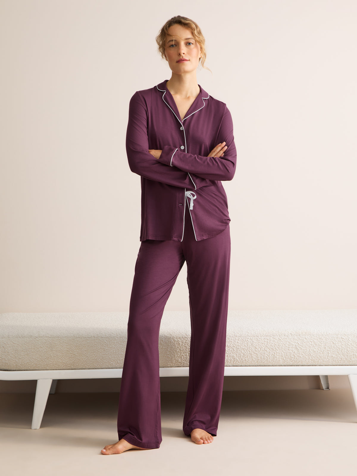 Lara Micro Modal Pajamas Mauve Wine