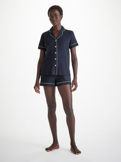 Women's Short Pyjamas Lara Micro Modal Stretch Navy