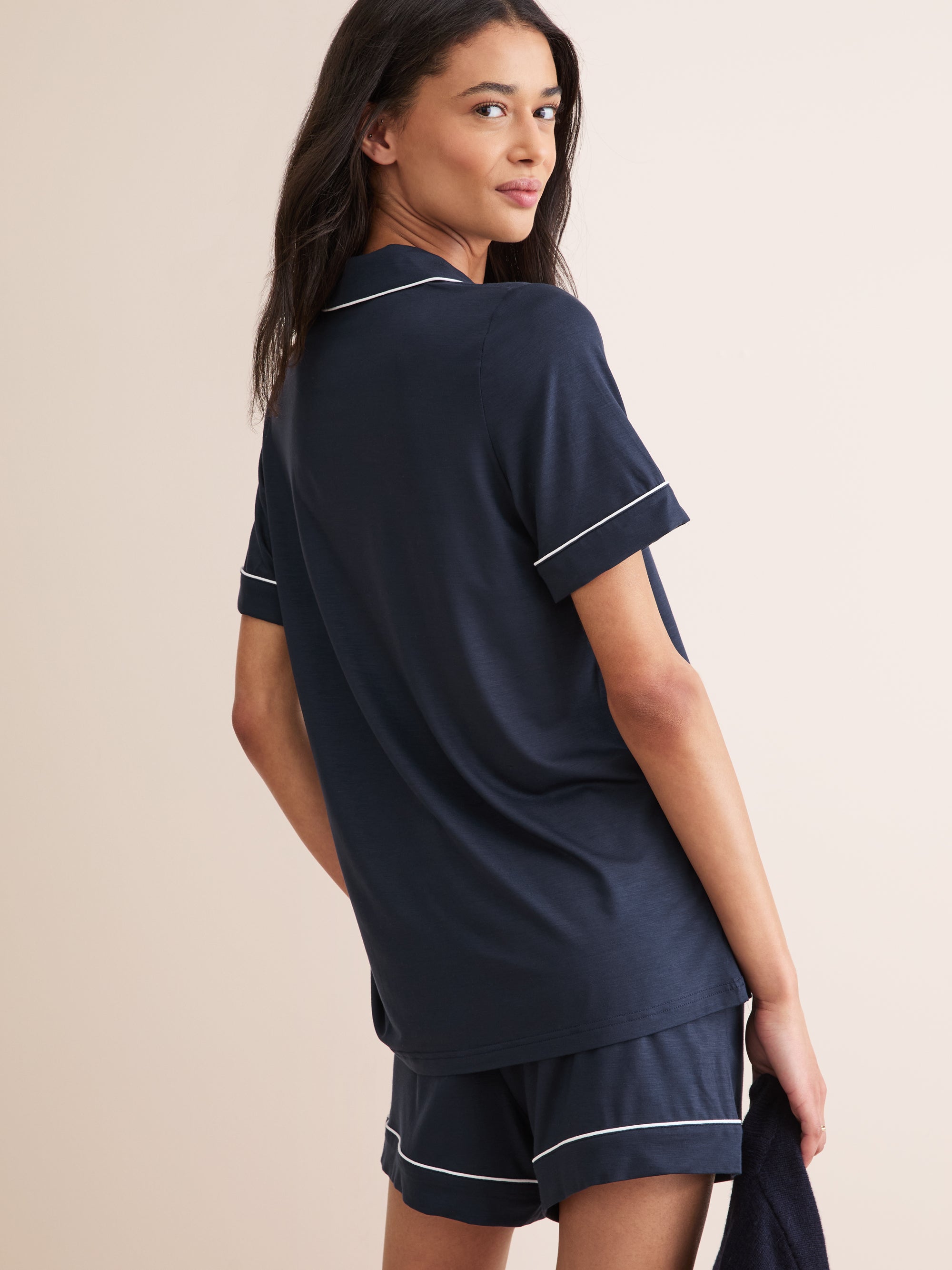 Women's Short Pyjamas Lara Micro Modal Stretch Navy