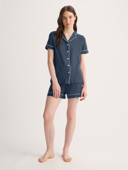 Lara Micro Modal Stretch Navy Women's Short Pyjamas | Derek Rose