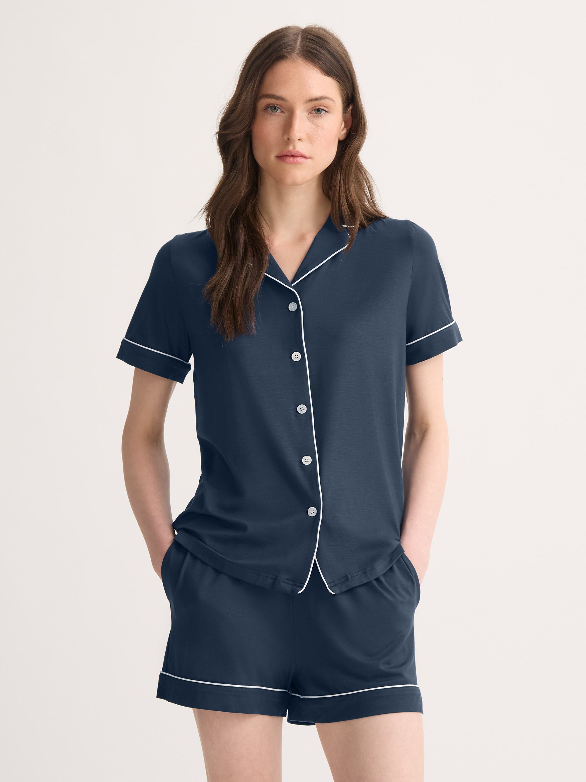 Women's Short Pajamas Lara Micro Modal Stretch Navy