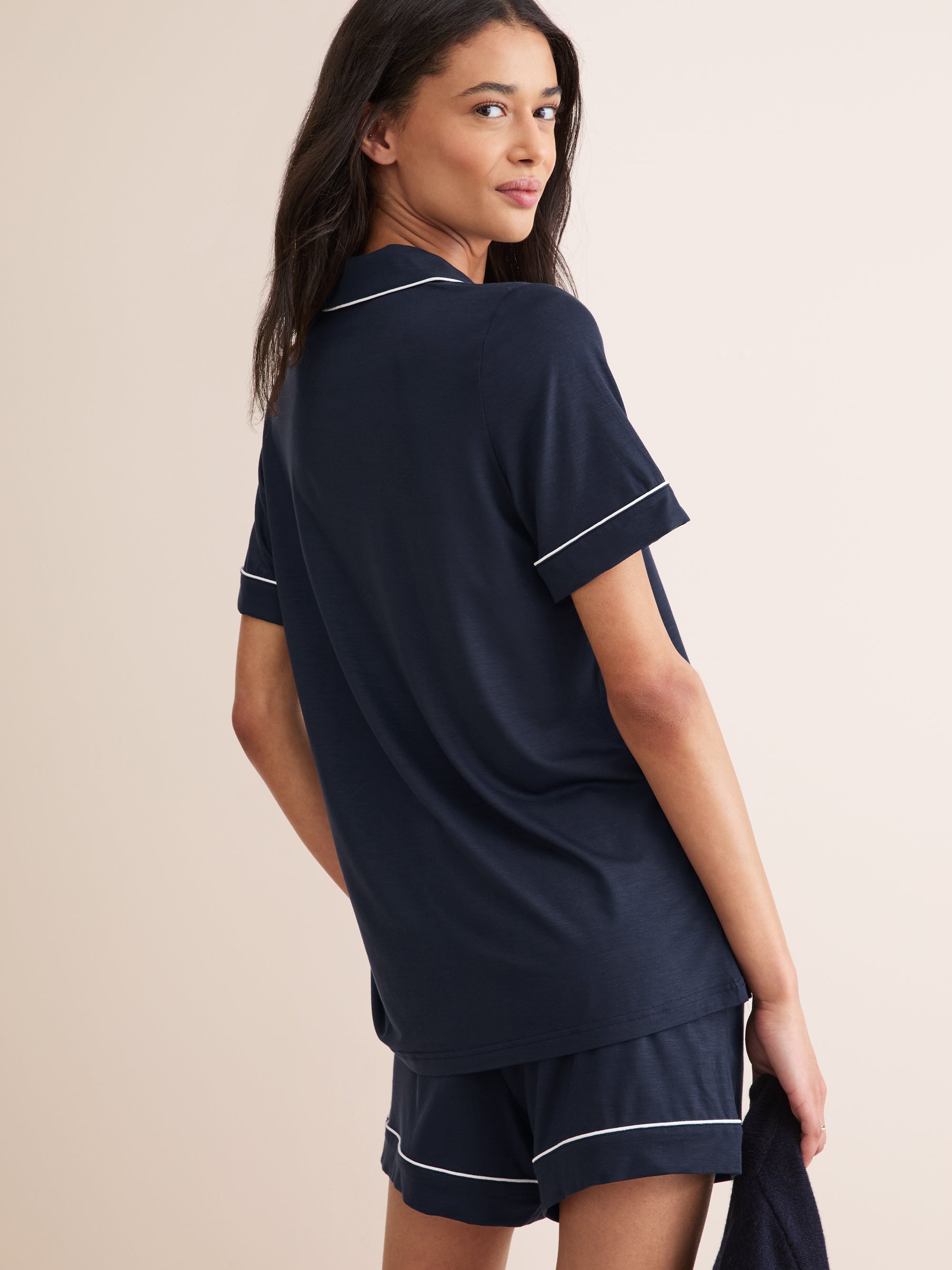 Women's Short Pyjamas Lara Micro Modal Stretch Navy