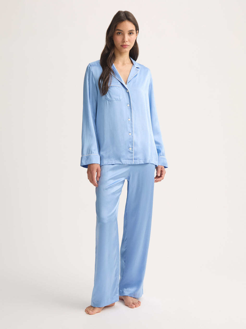 Women's Silk Pyjamas Bailey Silk Cloud Blue