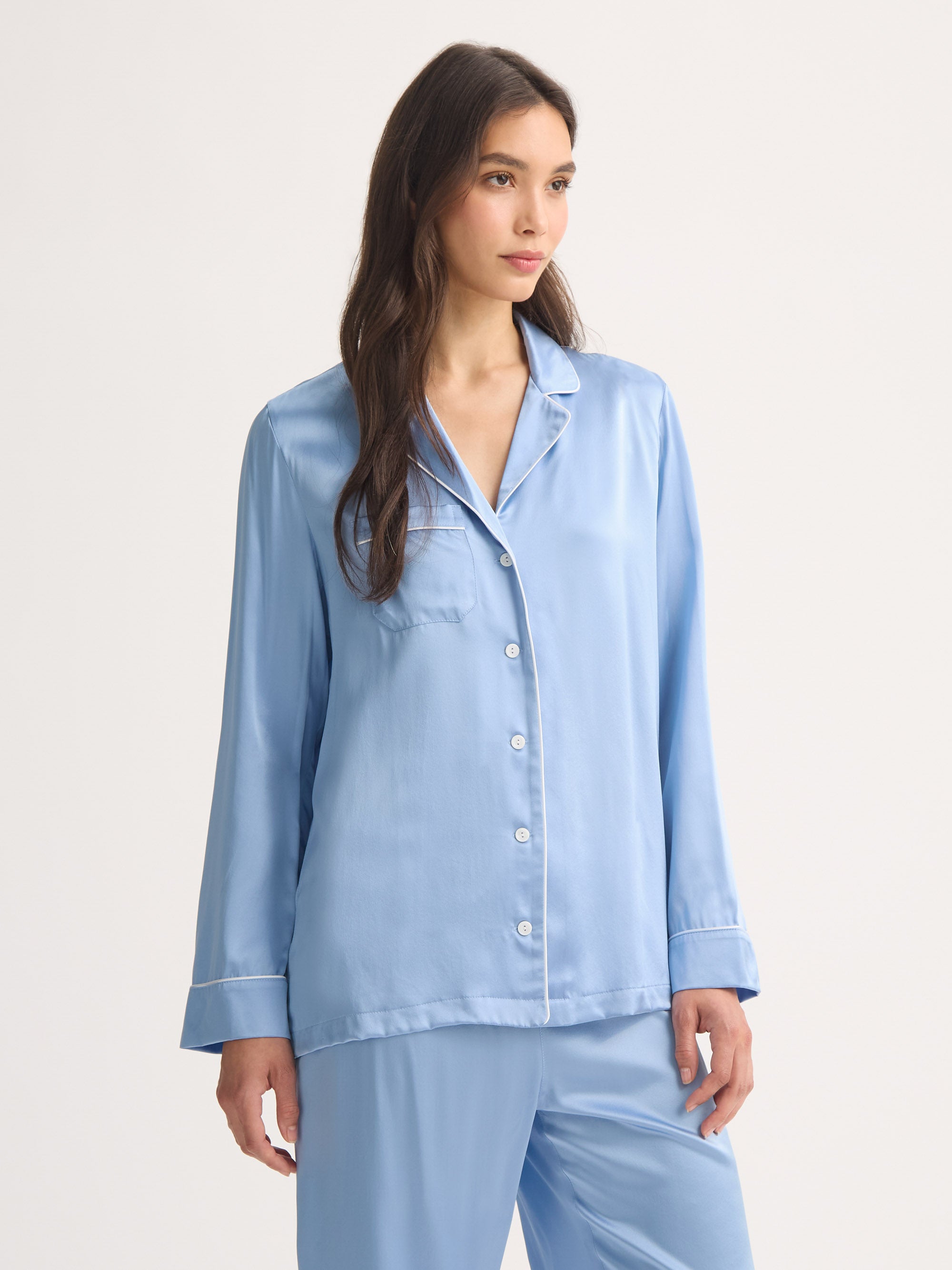 Women's Silk Pajamas Bailey Silk Cloud Blue