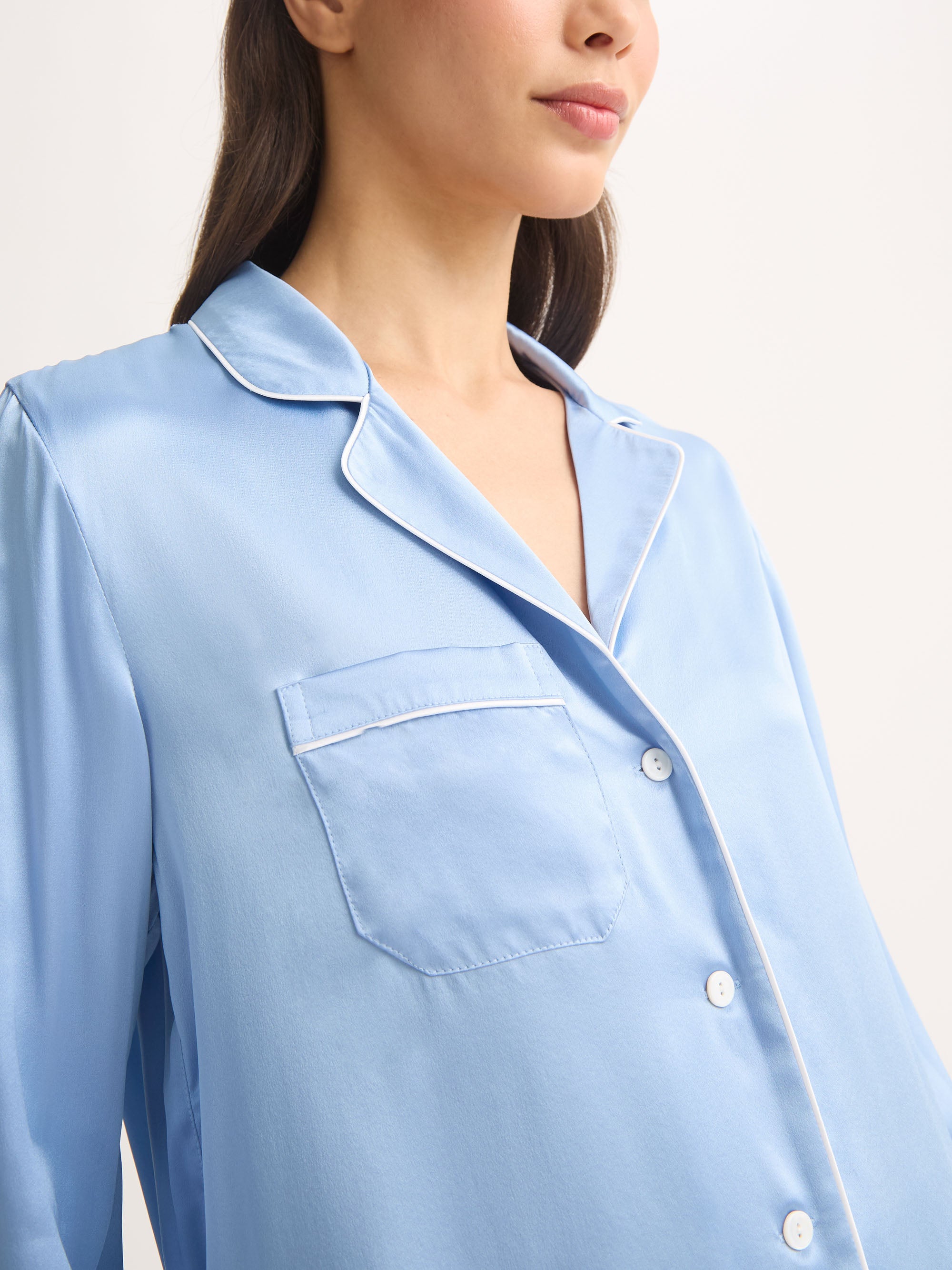 Women's Silk Pajamas Bailey Silk Cloud Blue