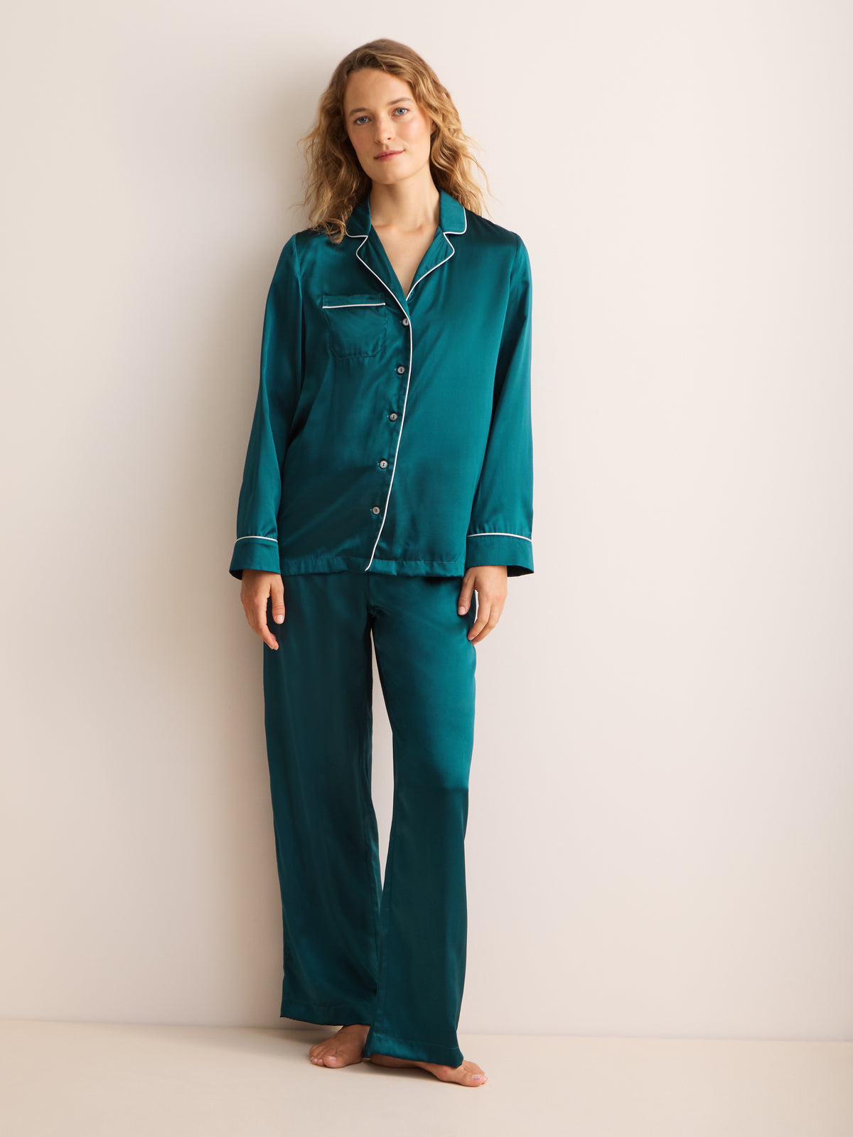 Bailey Silk Pajamas Peacock Green