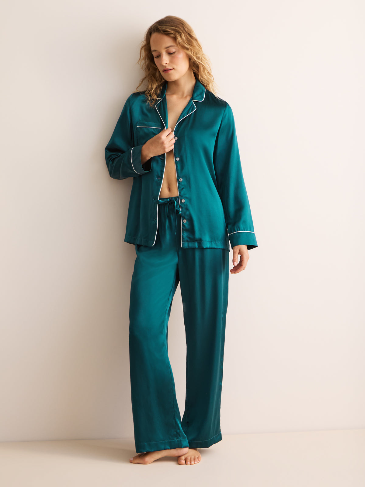 Bailey Silk Pajamas Peacock Green