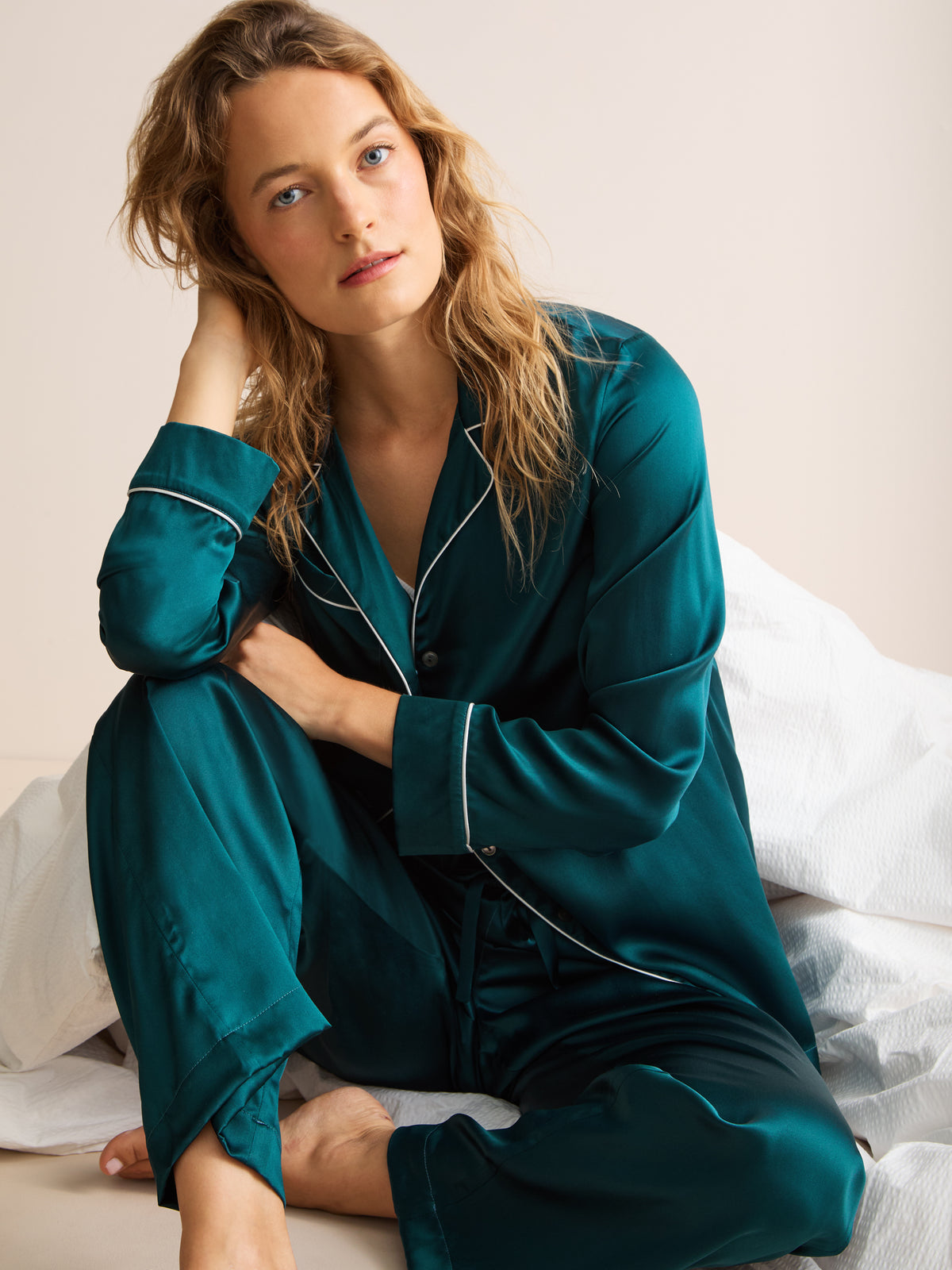 Bailey Silk Pajamas Peacock Green