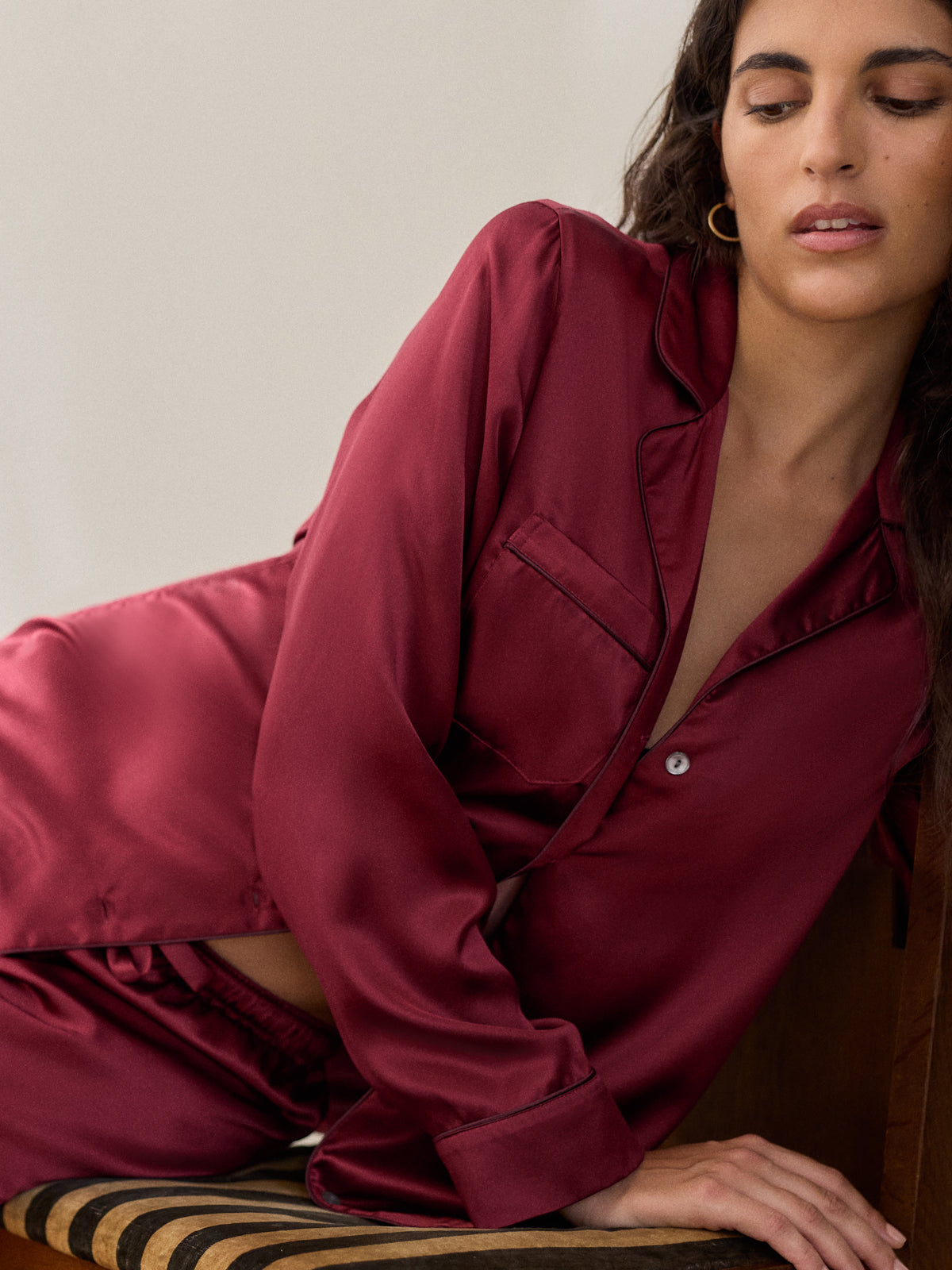 Bailey Silk Pyjamas Cabernet Red