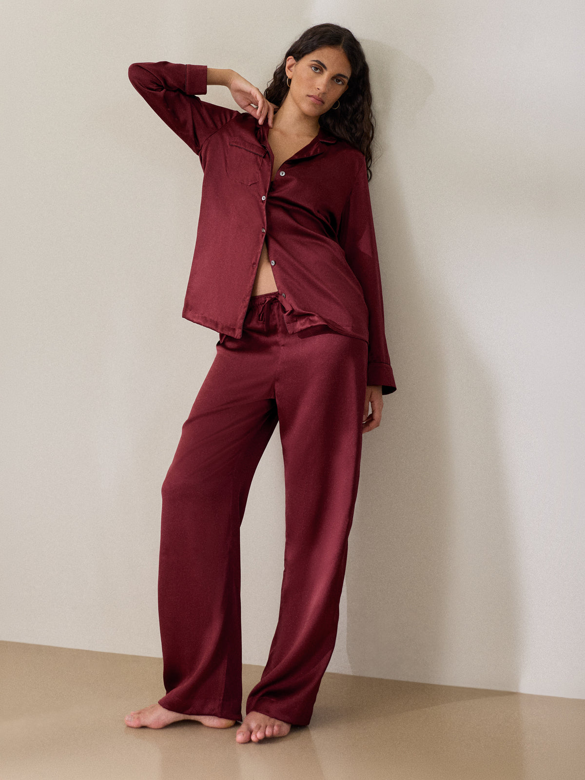 Bailey Silk Pyjamas Cabernet Red