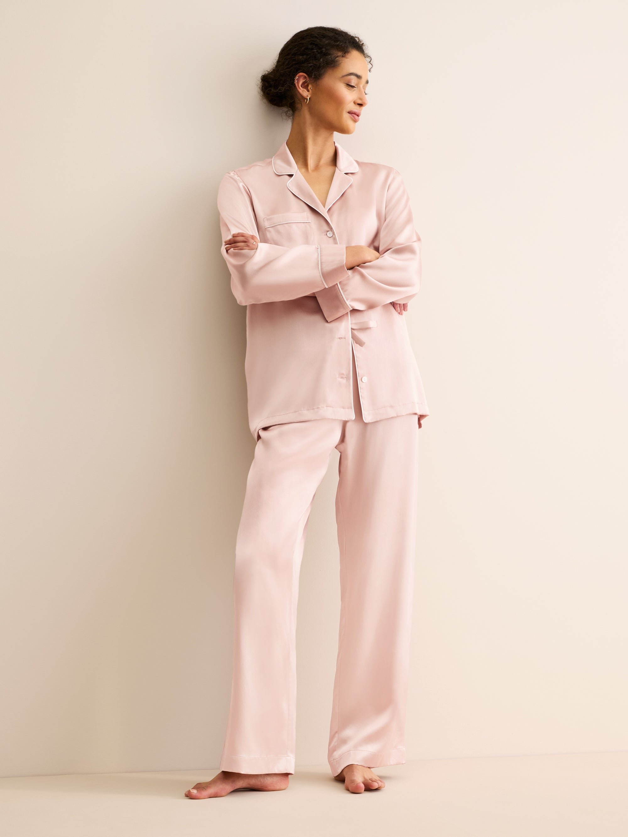 Women's Silk Pyjamas Bailey Champagne Pink