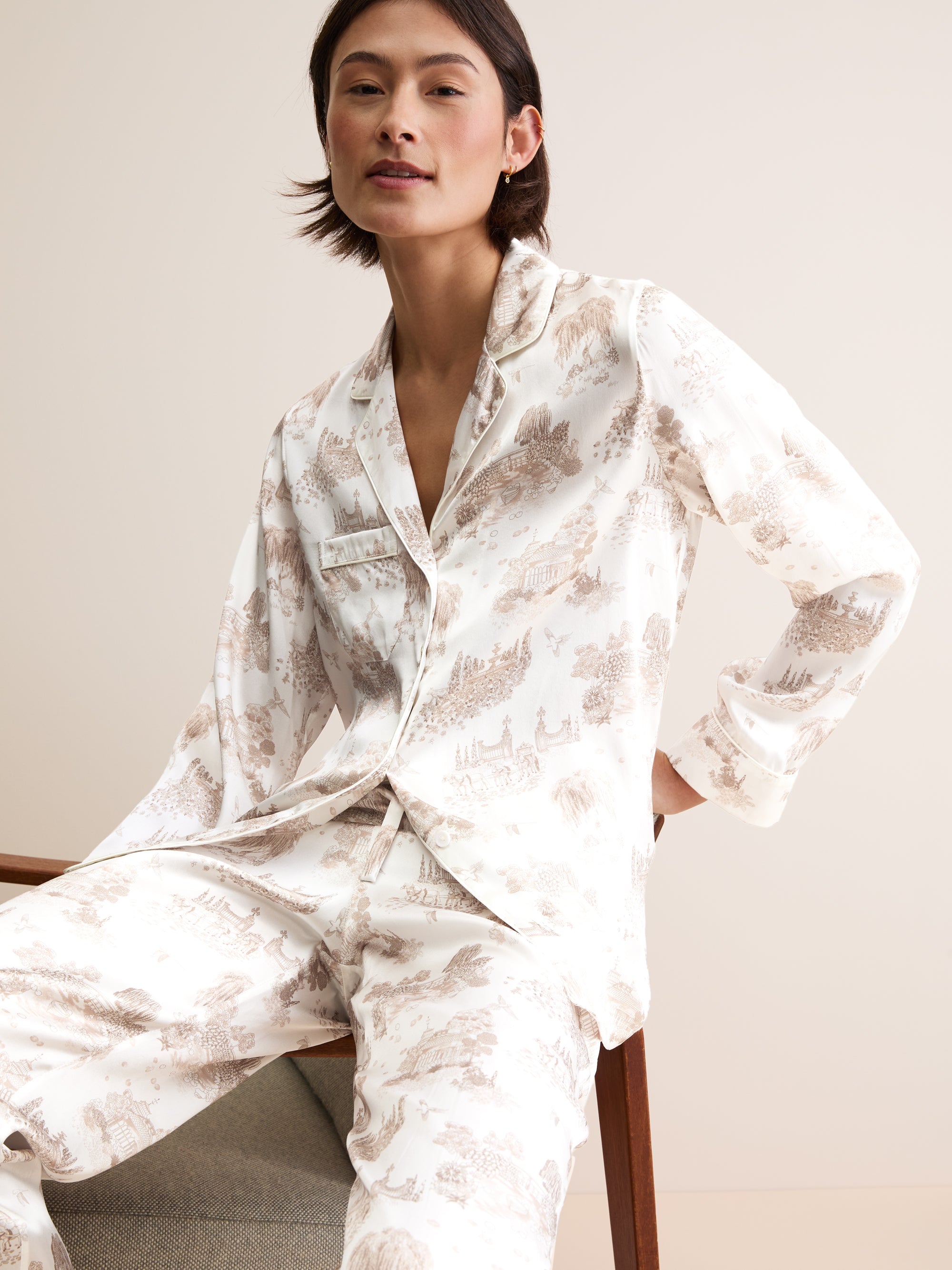 Women's Silk Pyjamas London Toile Ivory