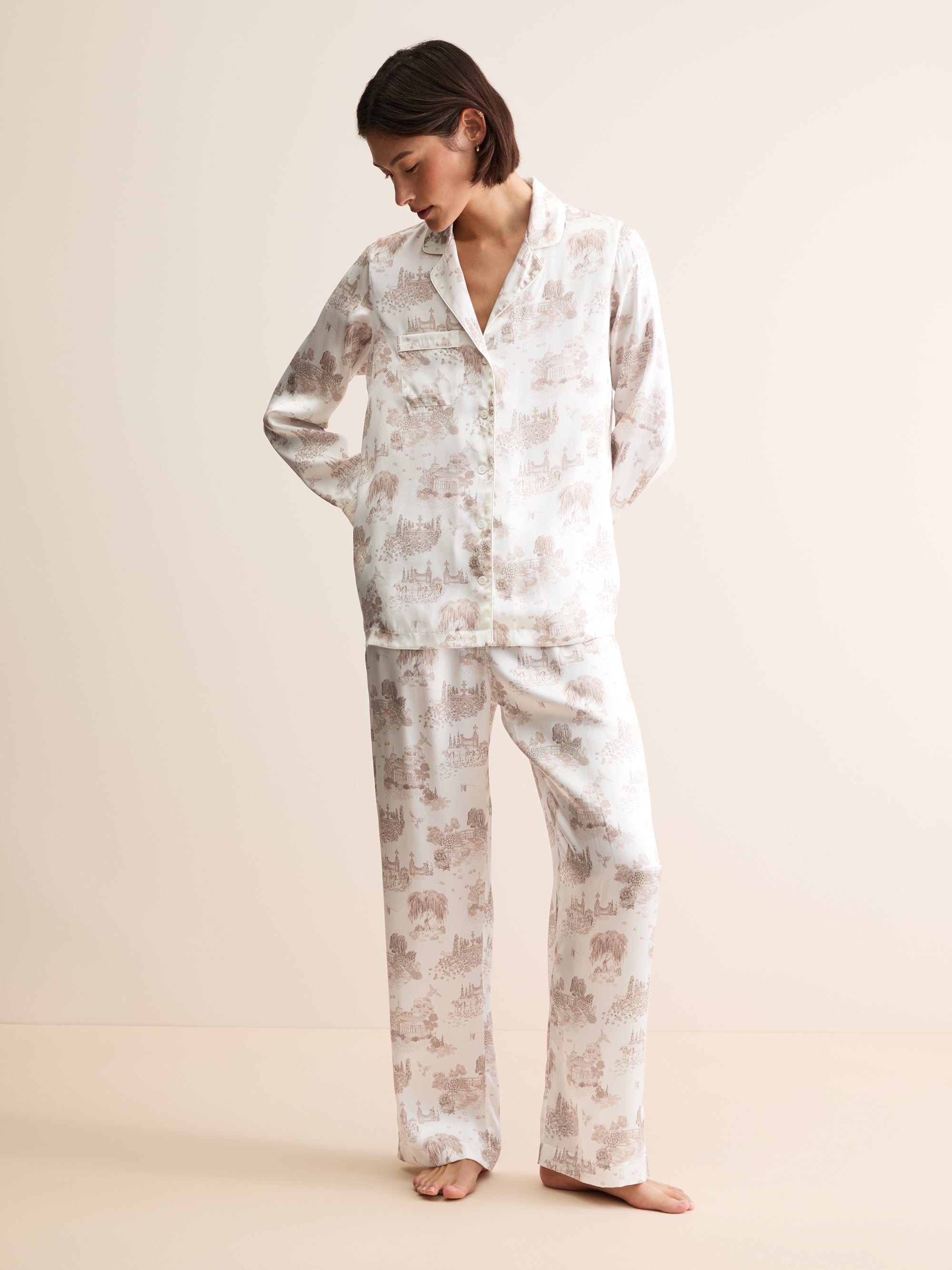 Women's Silk Pyjamas London Toile Ivory