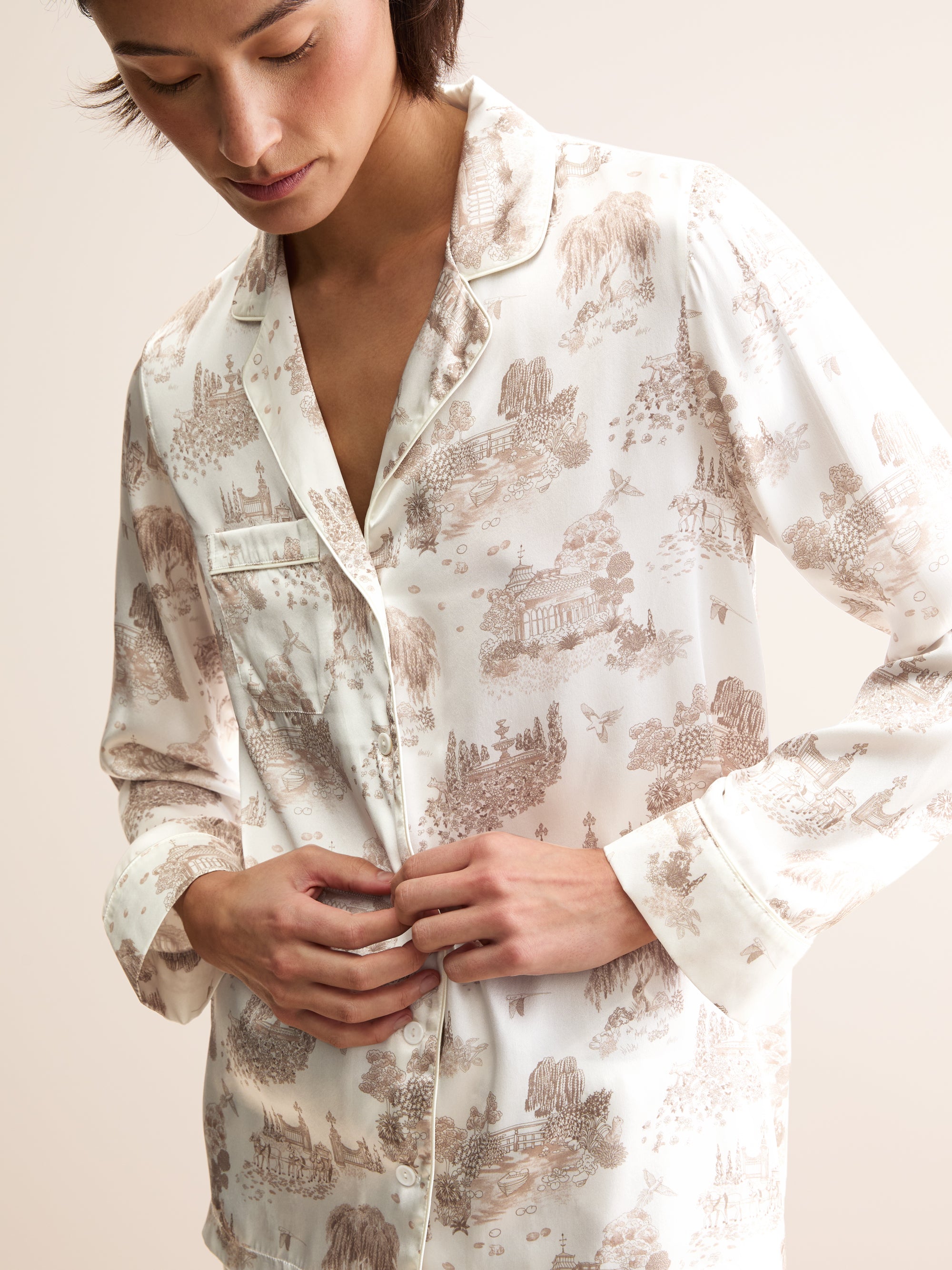 Women's Silk Pyjamas London Toile Ivory