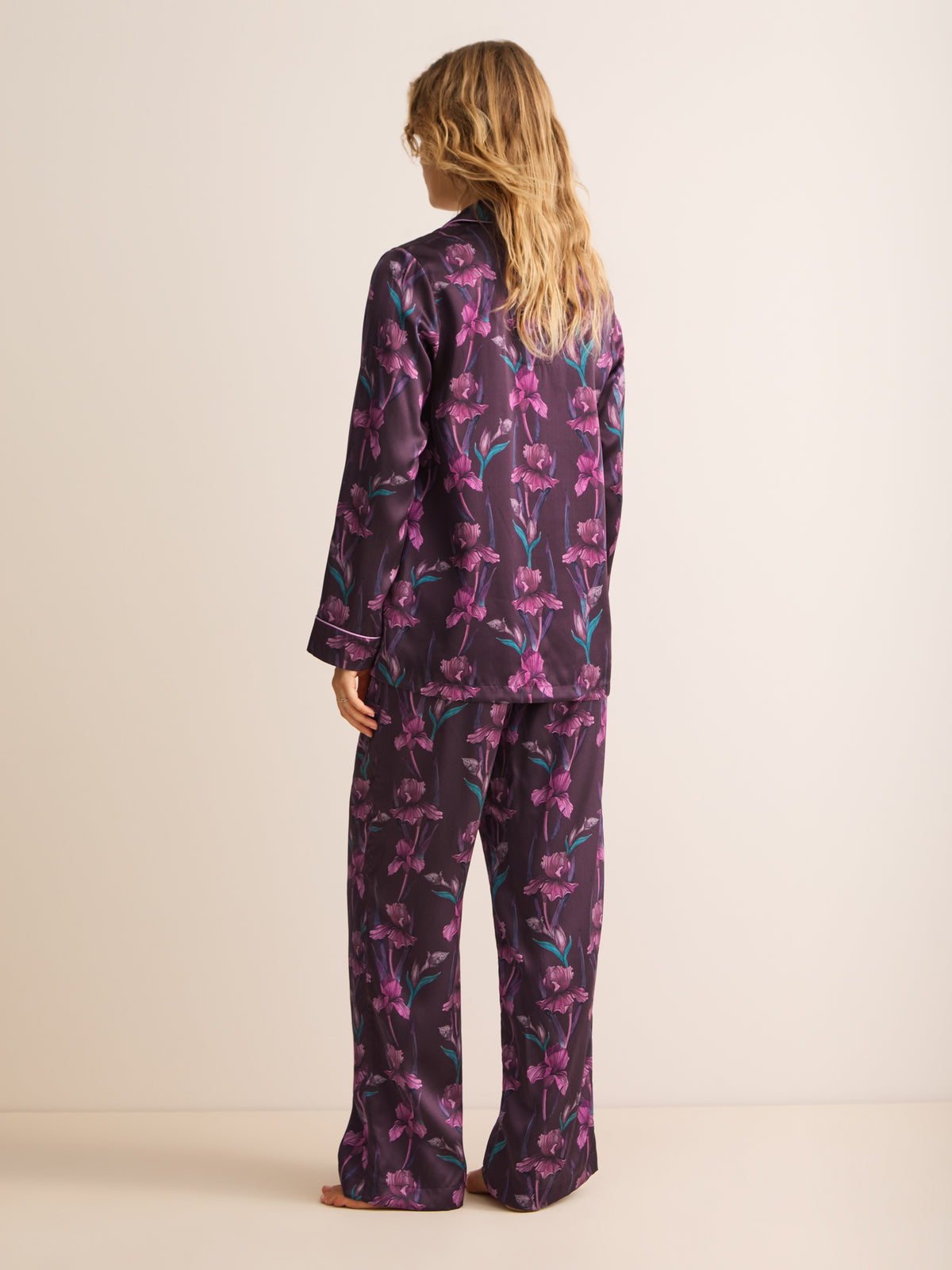 Brindisi Silk Pyjamas Dark Wine Iris