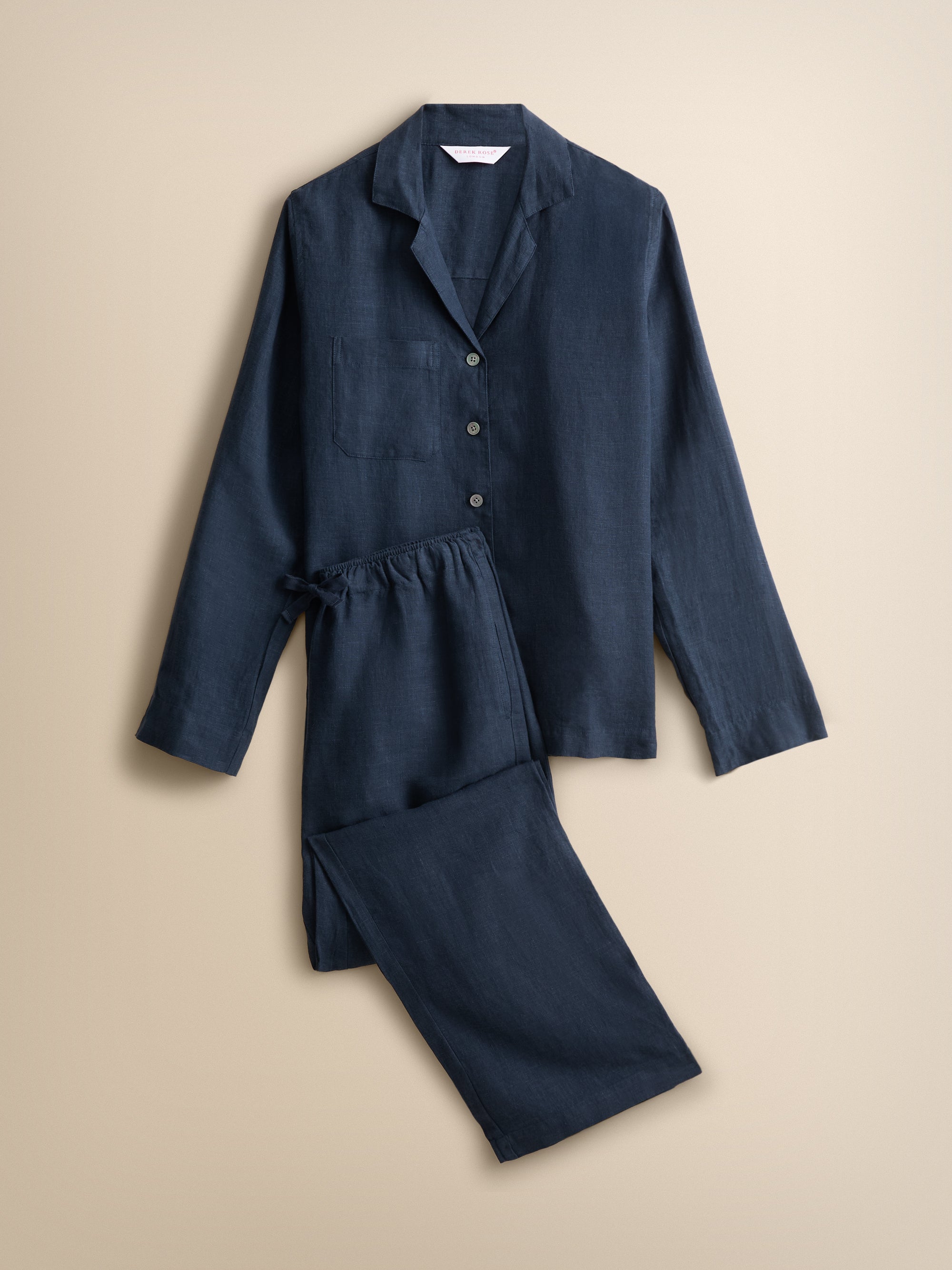 Sicily Linen Pyjamas Navy Blue