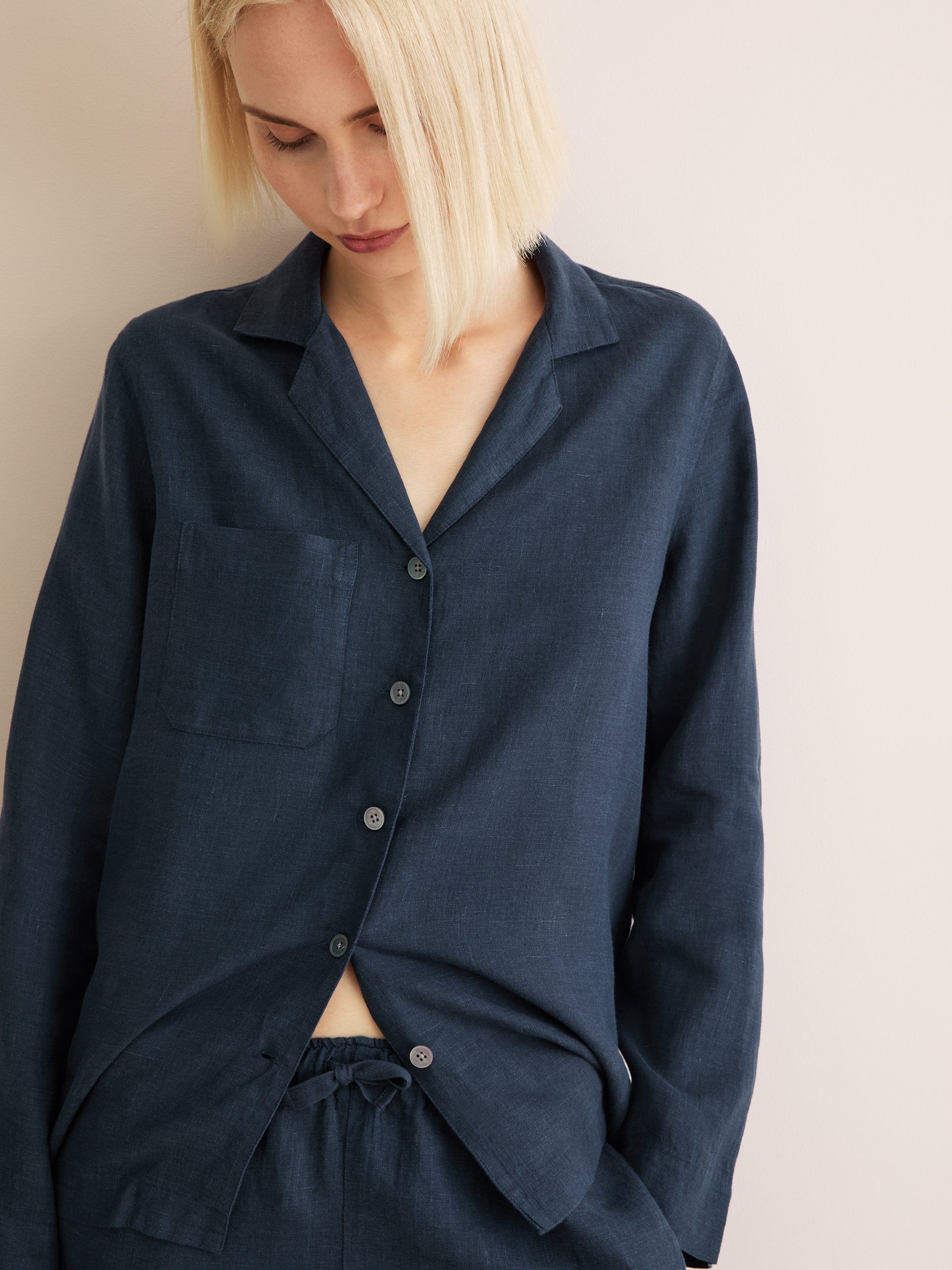 Women's Pyjamas Sicily Linen Navy