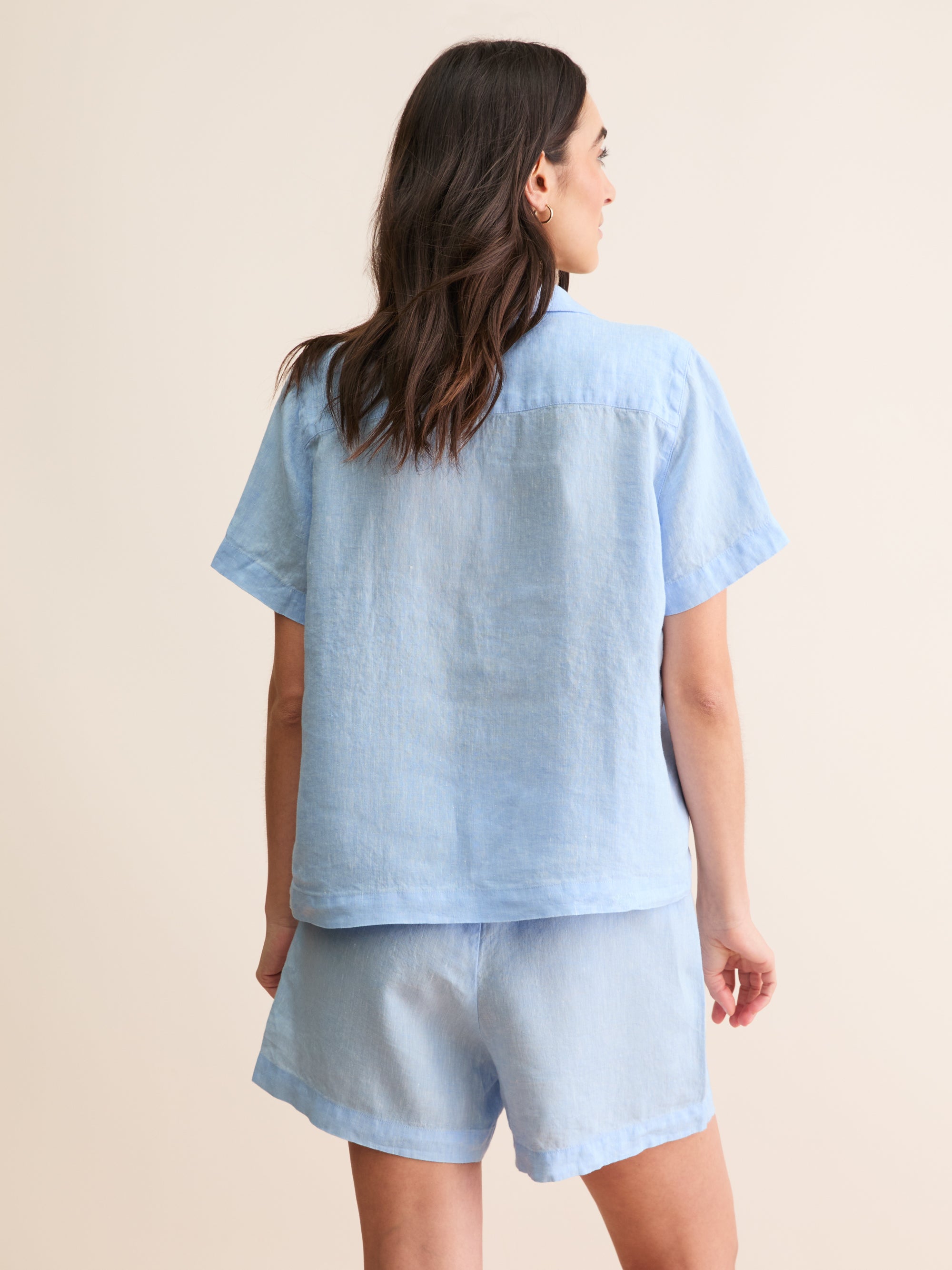 Women's Linen Short Pyjamas Sicily Light Blue