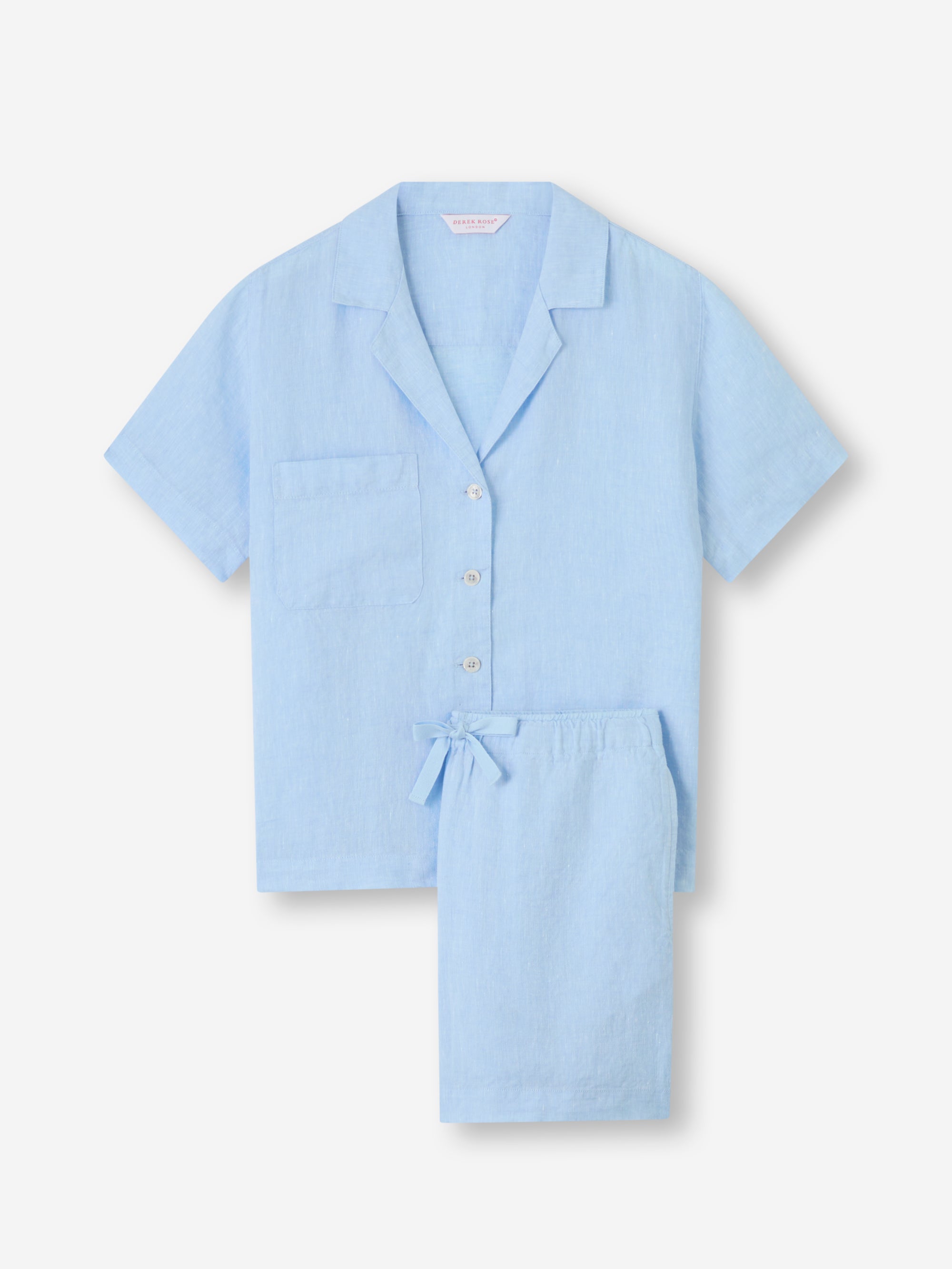 Women's Linen Short Pyjamas Sicily Light Blue