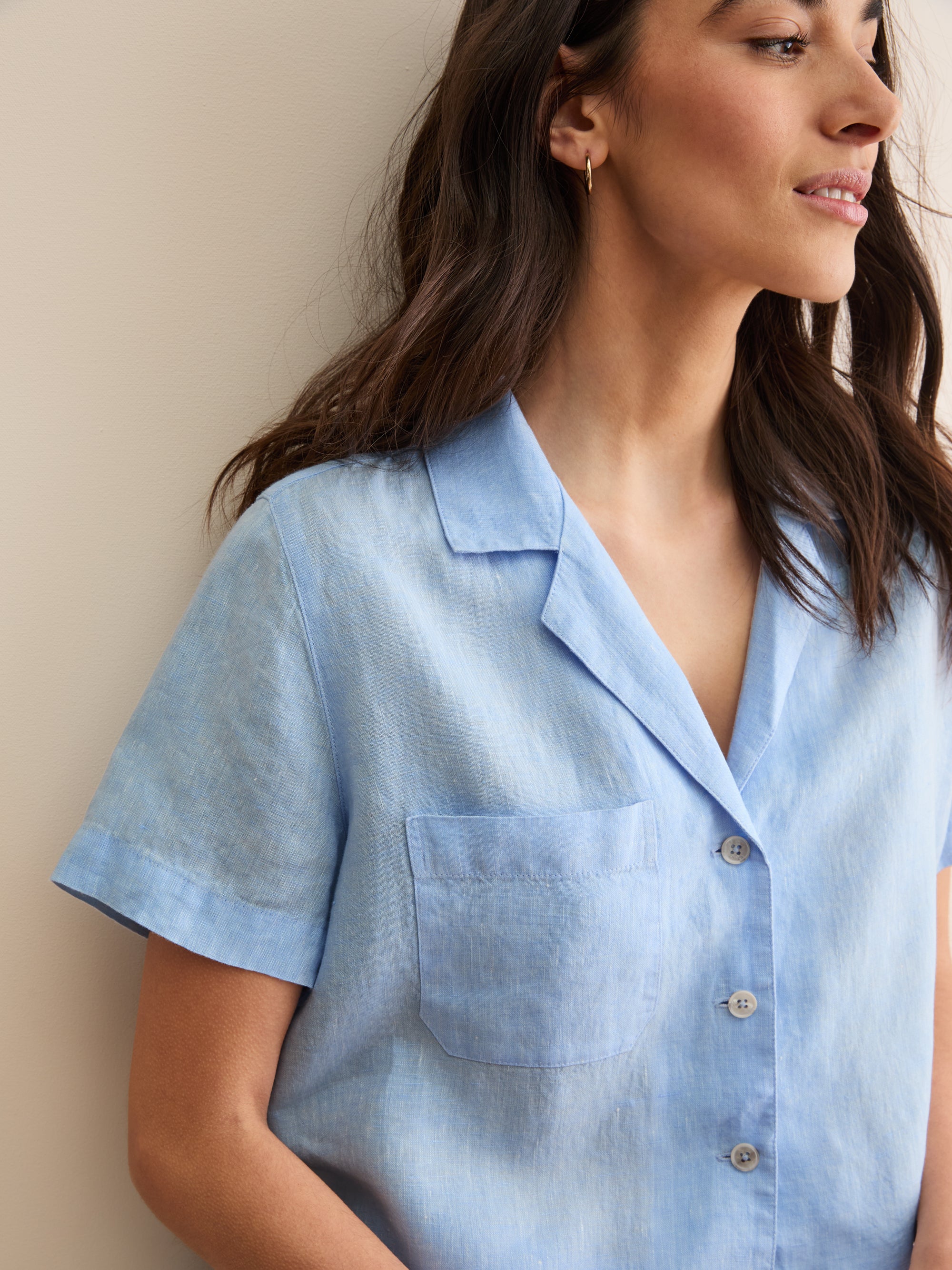 Women's Linen Short Pyjamas Sicily Light Blue