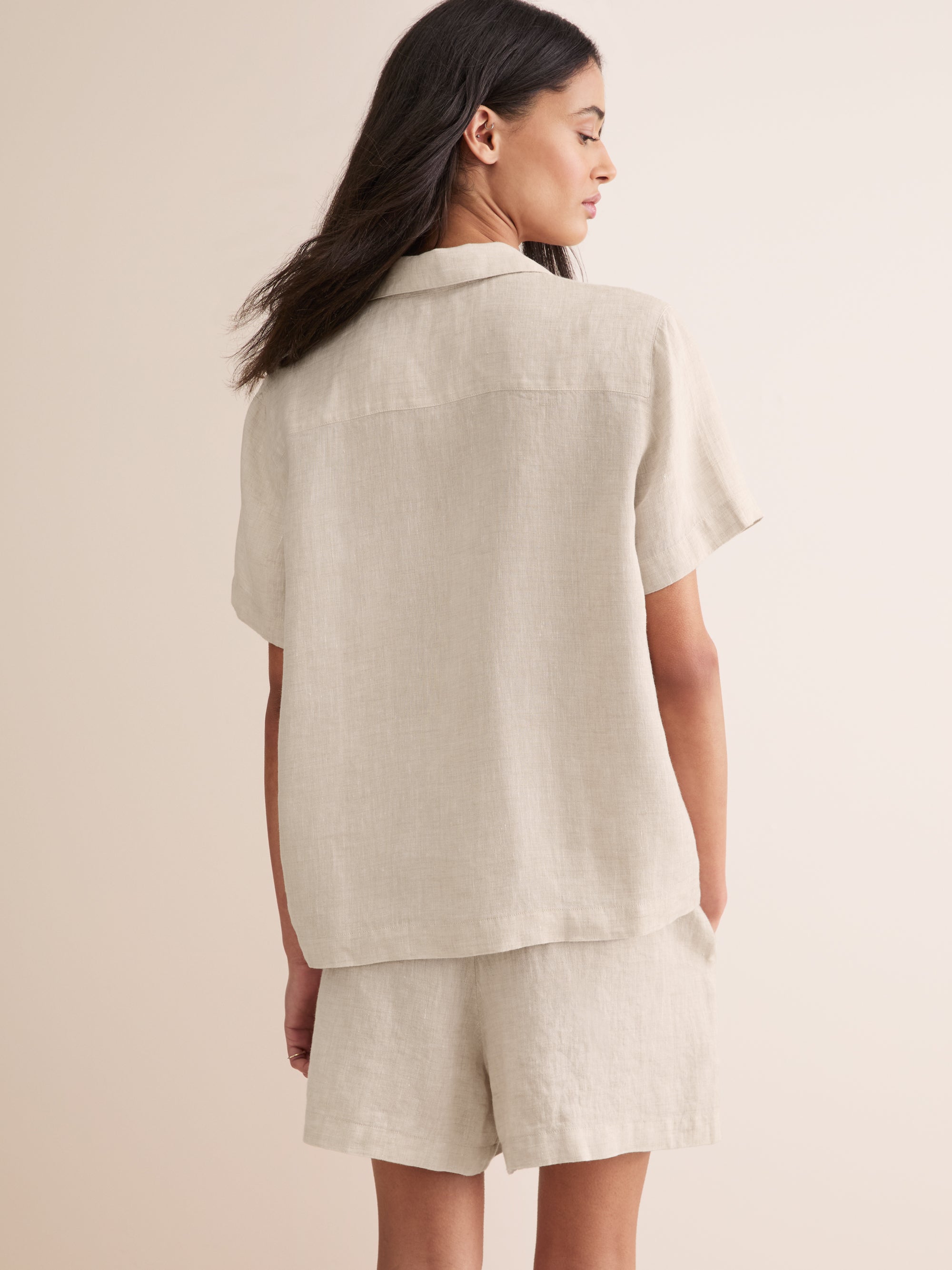 Women's Short Pyjamas Sicily Linen Sand