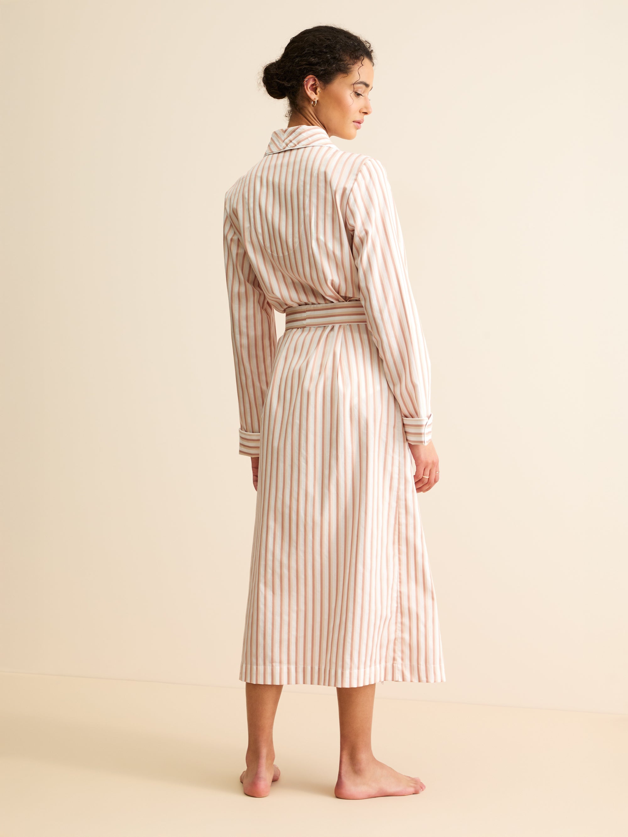 Women's Dressing Gown Capri Cotton Batiste Fawn Stripe